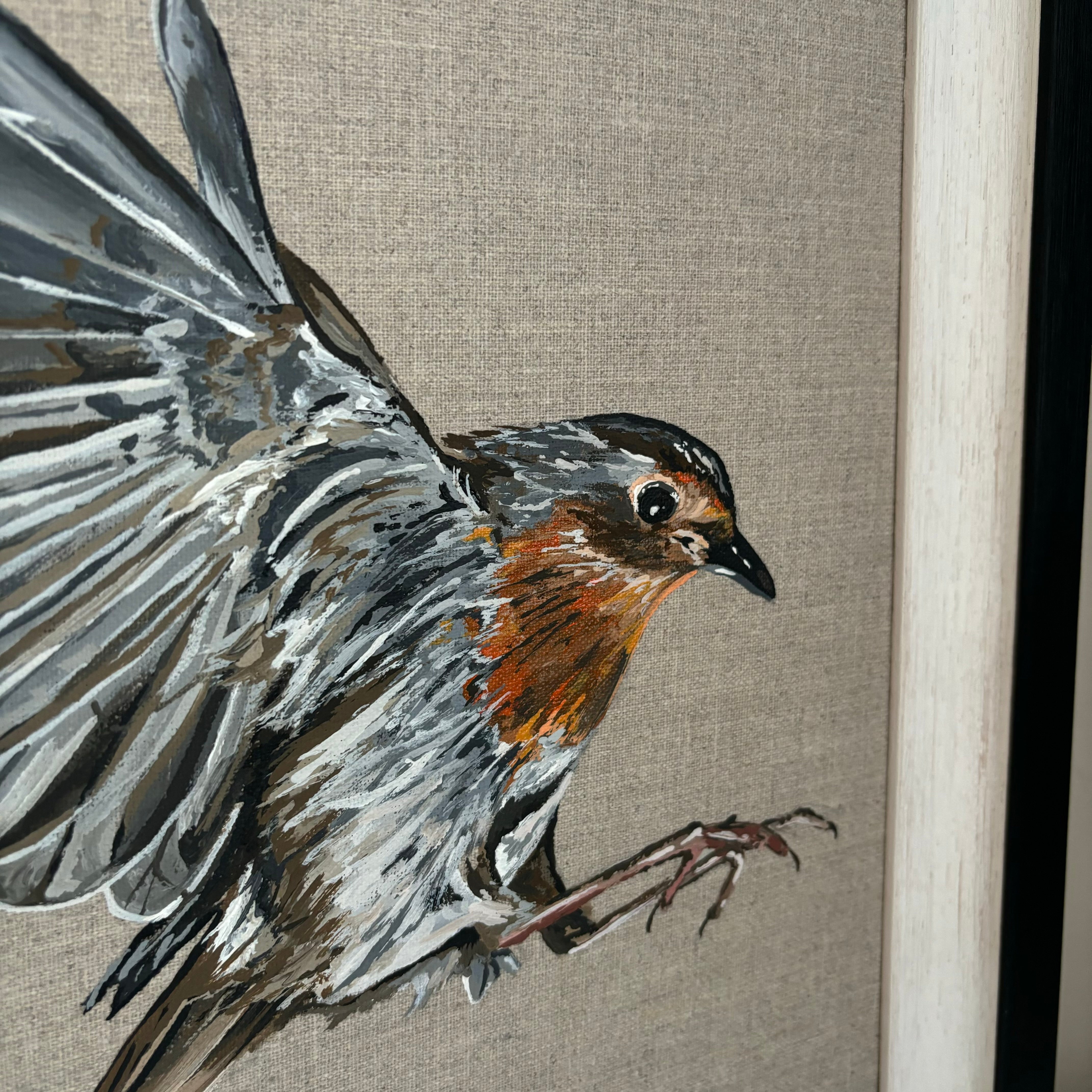‘Flying Robin’ Original Acrylic Painting On Linen Canvas