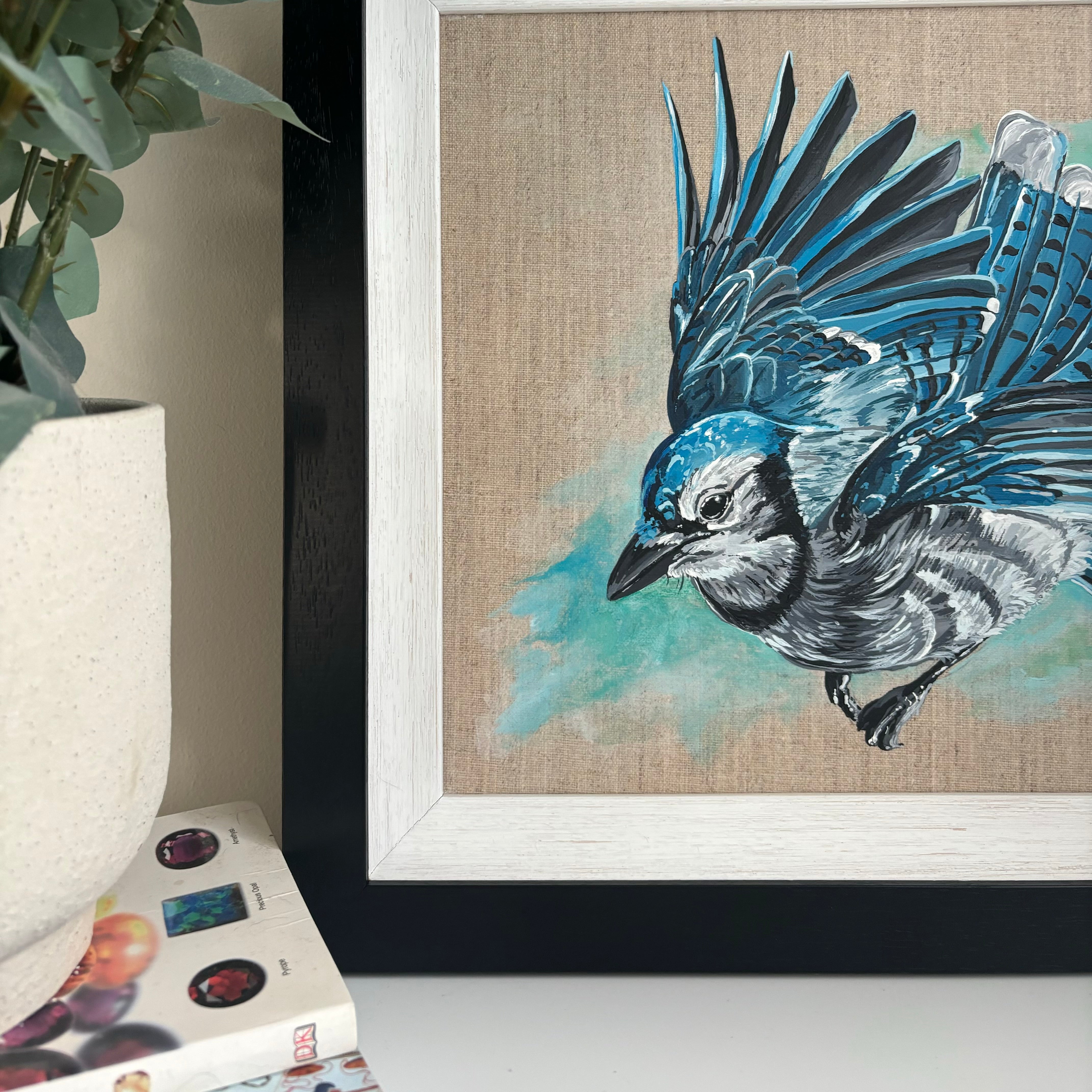 “Flying BlueJay” Original Acrylic Painting