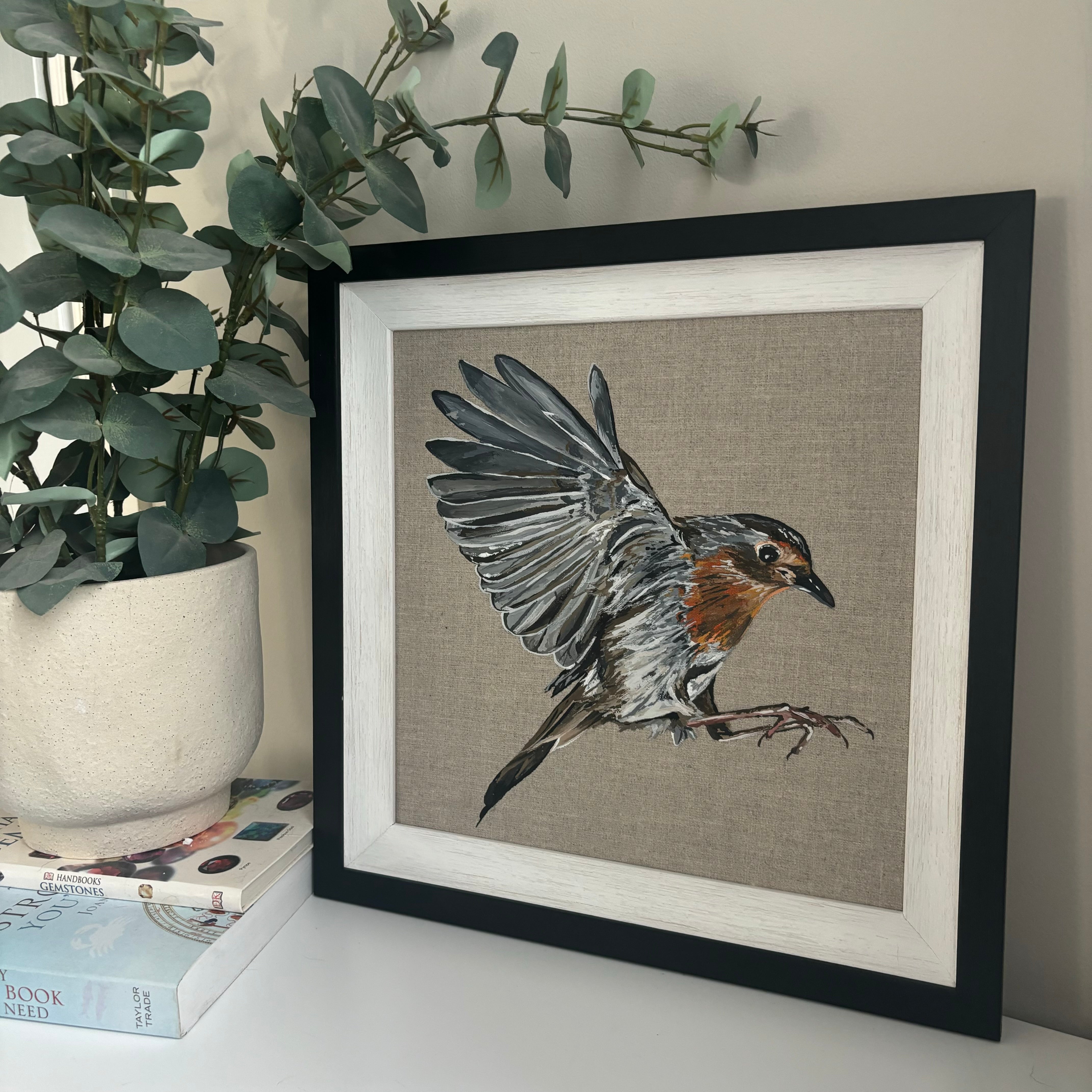‘Flying Robin’ Original Acrylic Painting On Linen Canvas