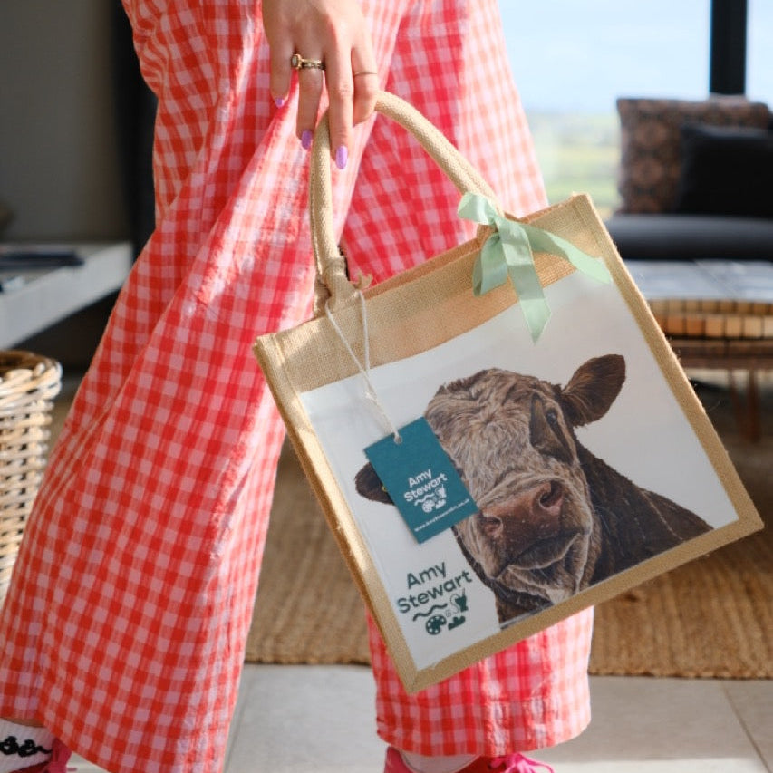 'Bruce' The Cow Jute Bag with Pocket