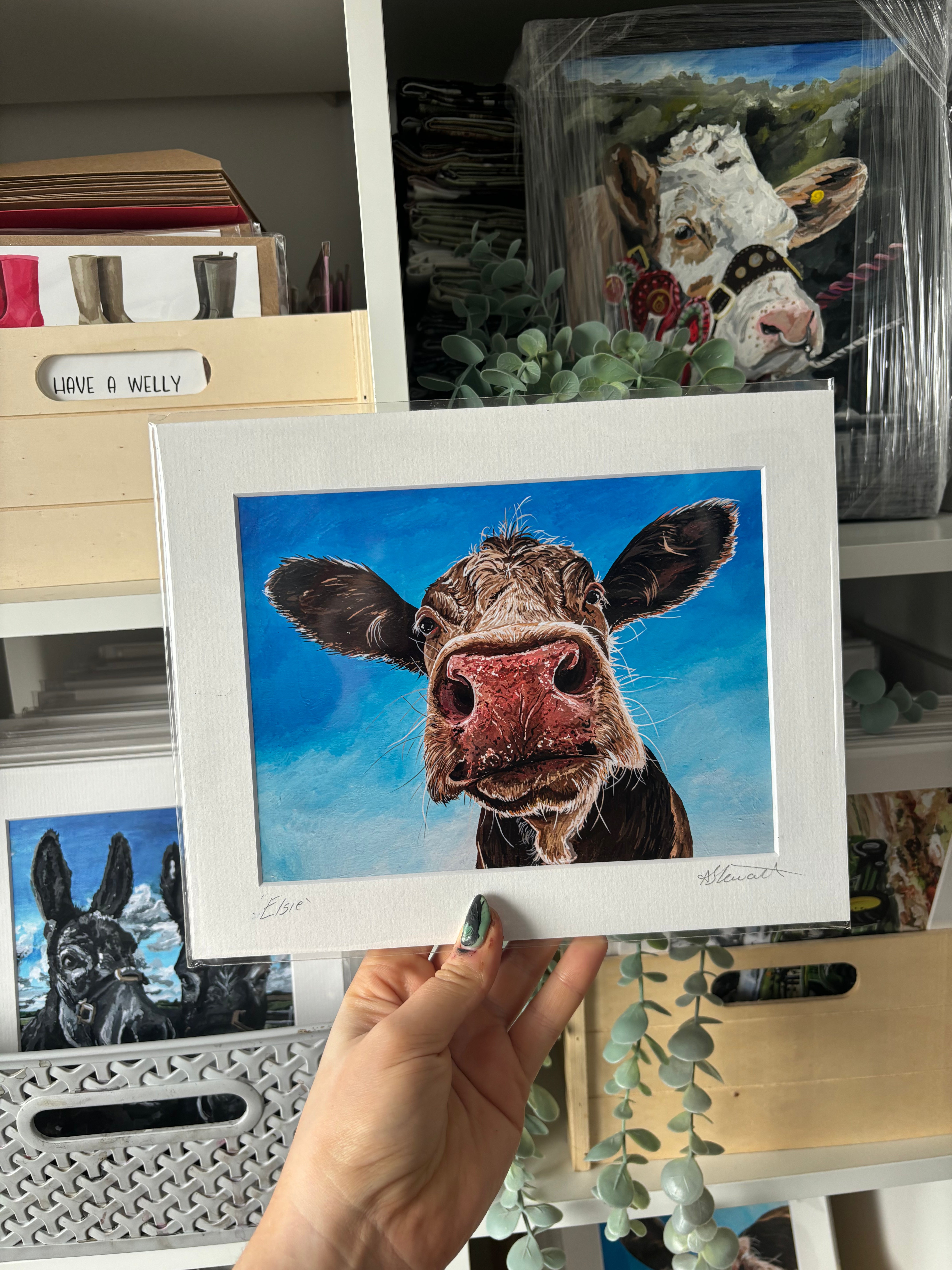‘Elsie’ Cow Fine Art Mounted Print