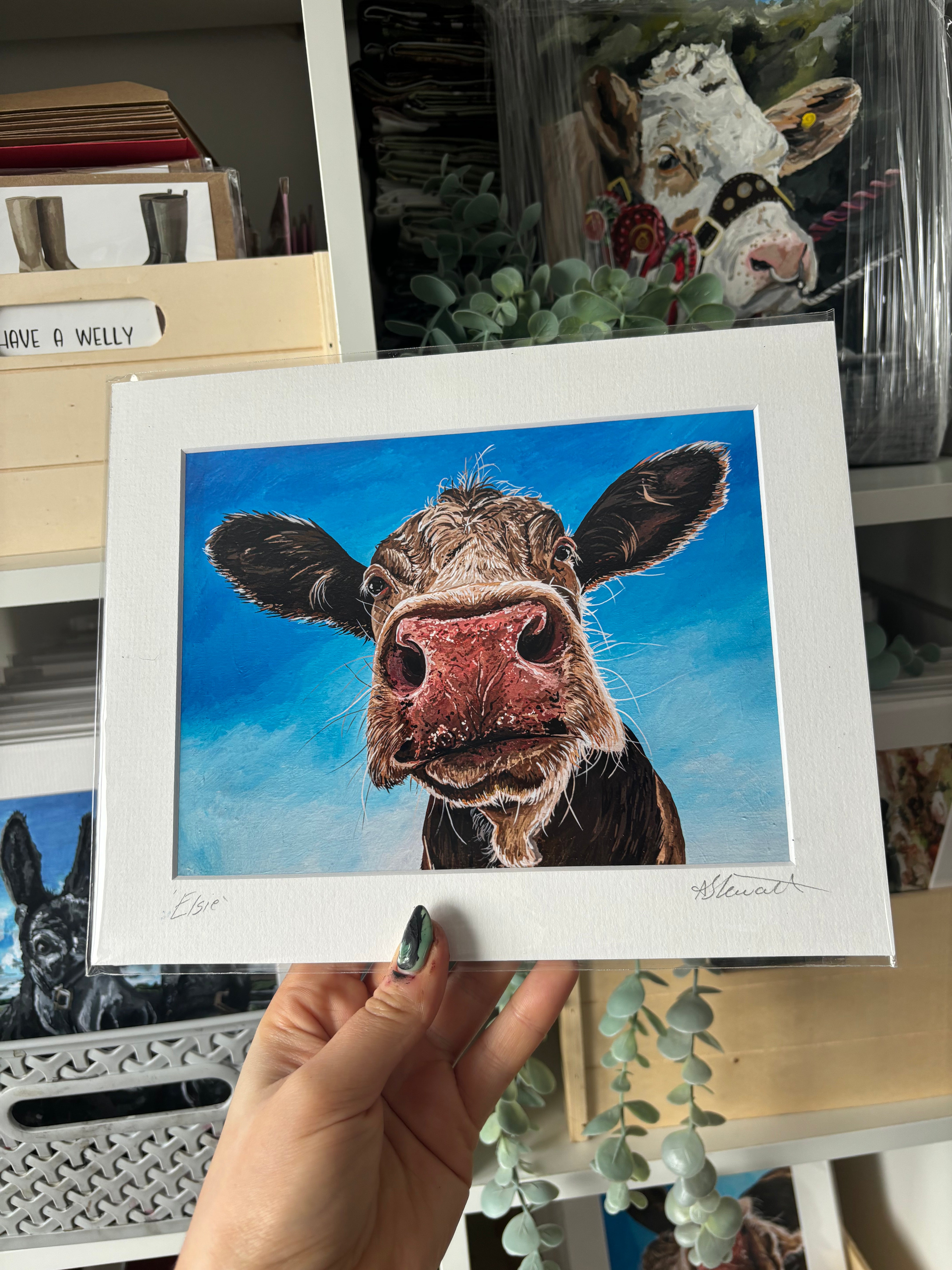 ‘Elsie’ Cow Fine Art Mounted Print