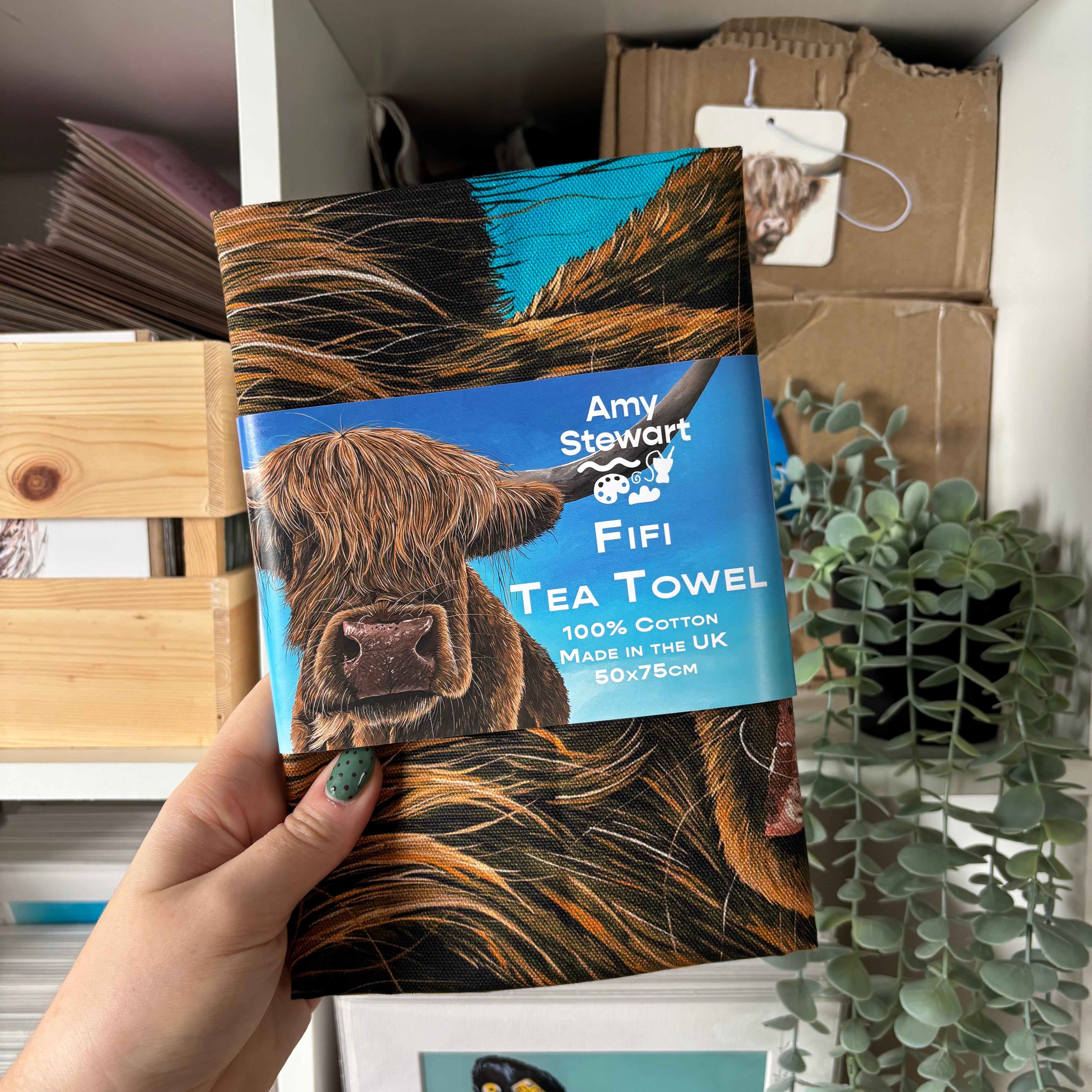 Fifi the Highland Cow Tea Towel