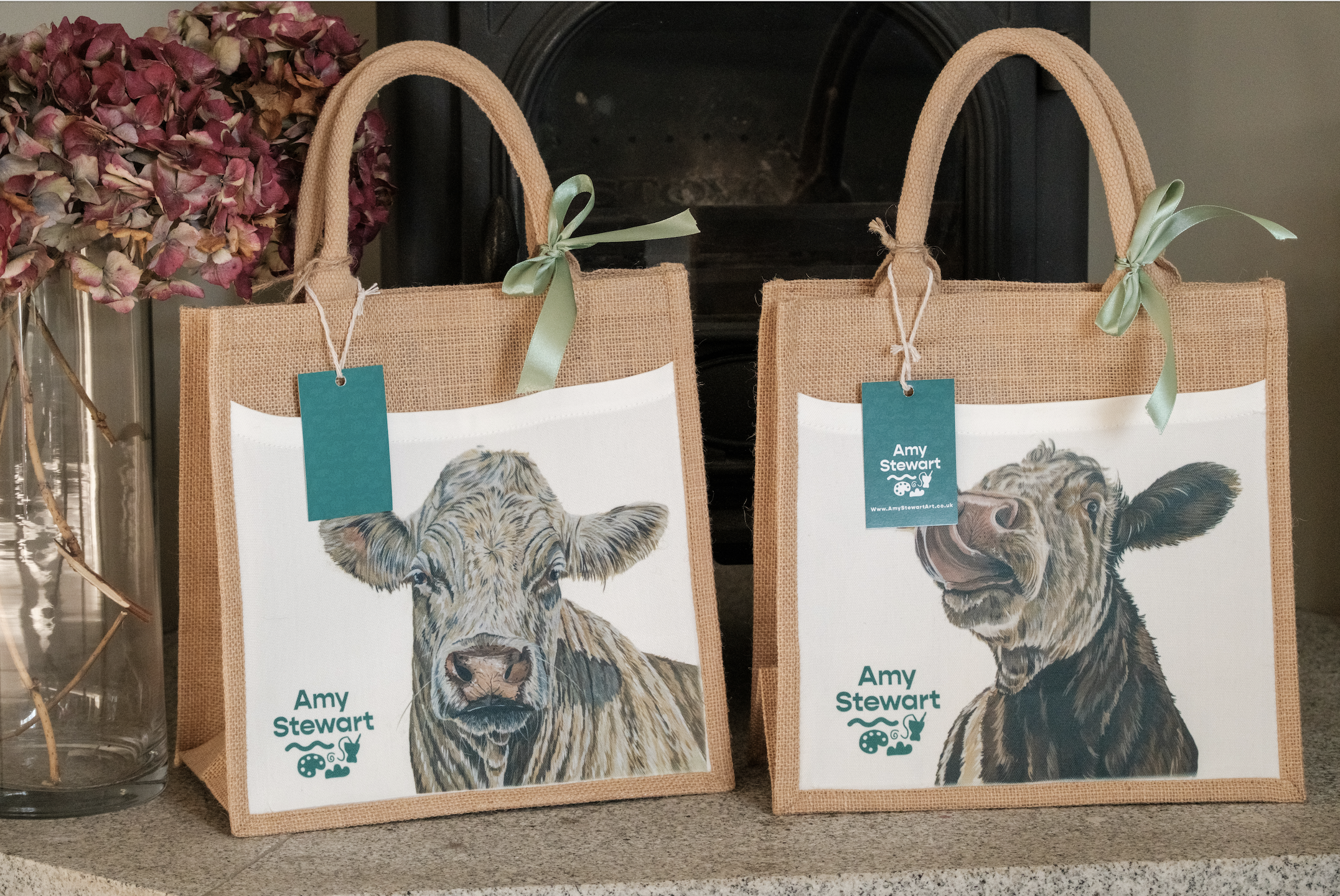 'Magnolia' The Cow Jute Bag with Pocket
