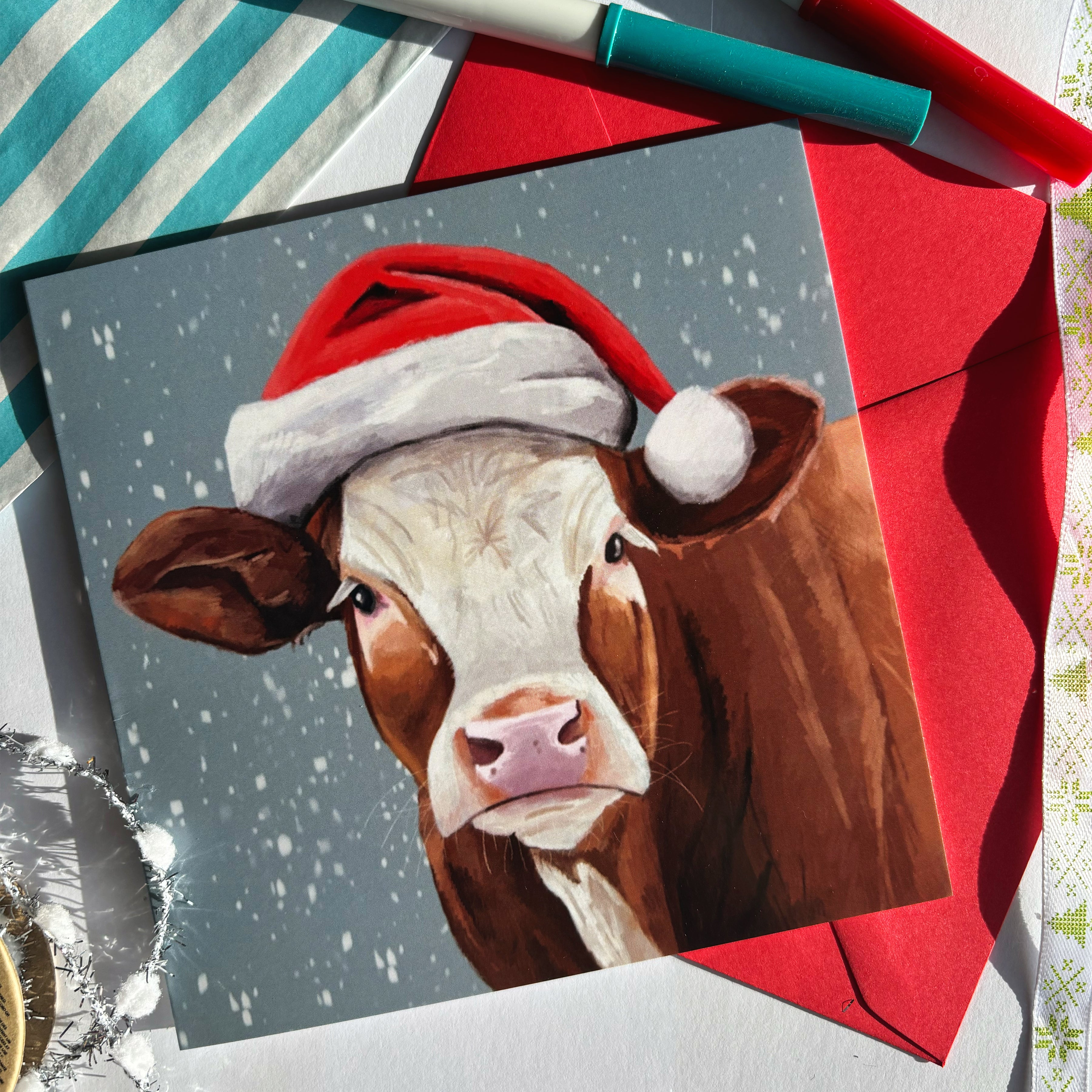 Cow Christmas Card