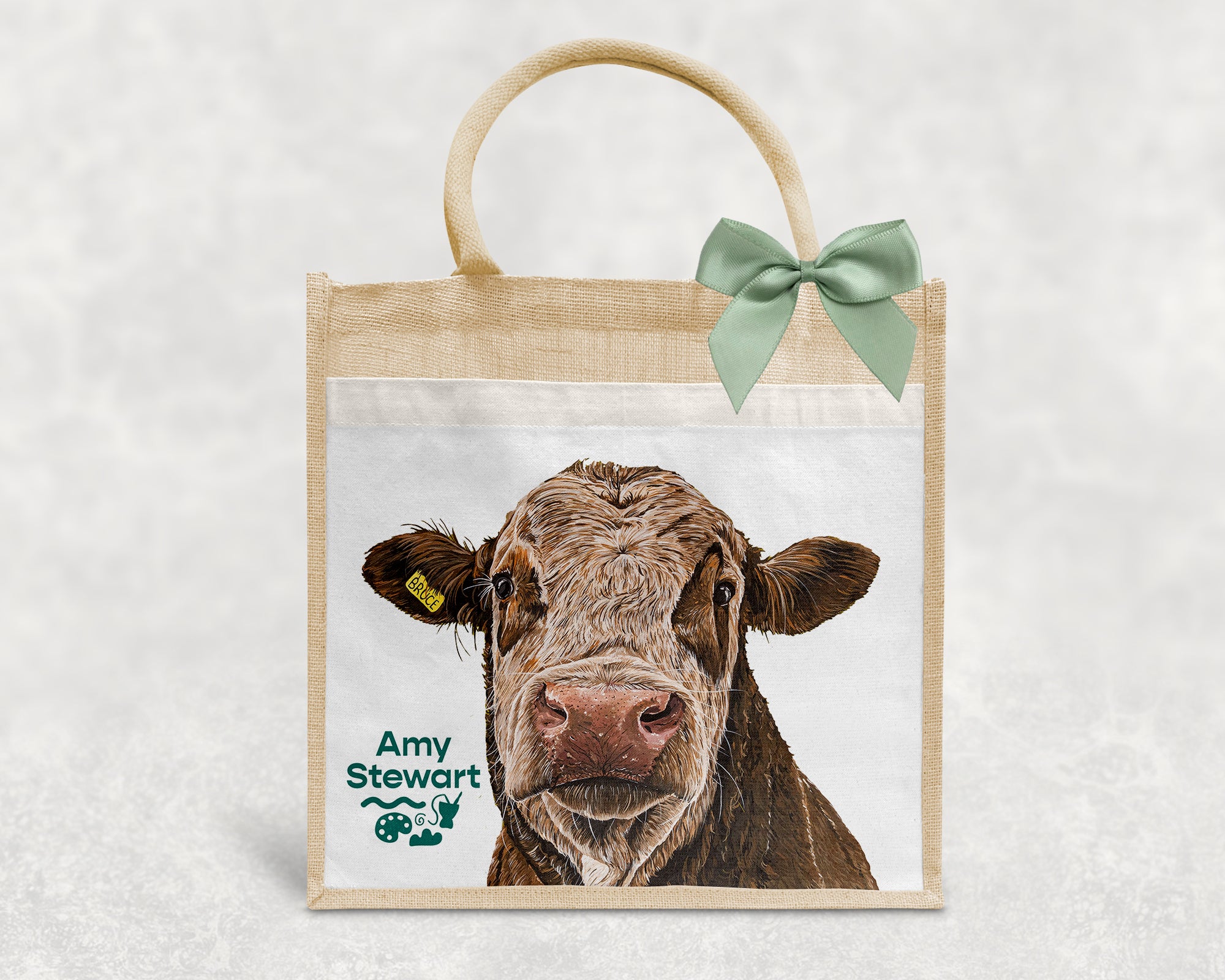 'Bruce' The Cow Jute Bag with Pocket