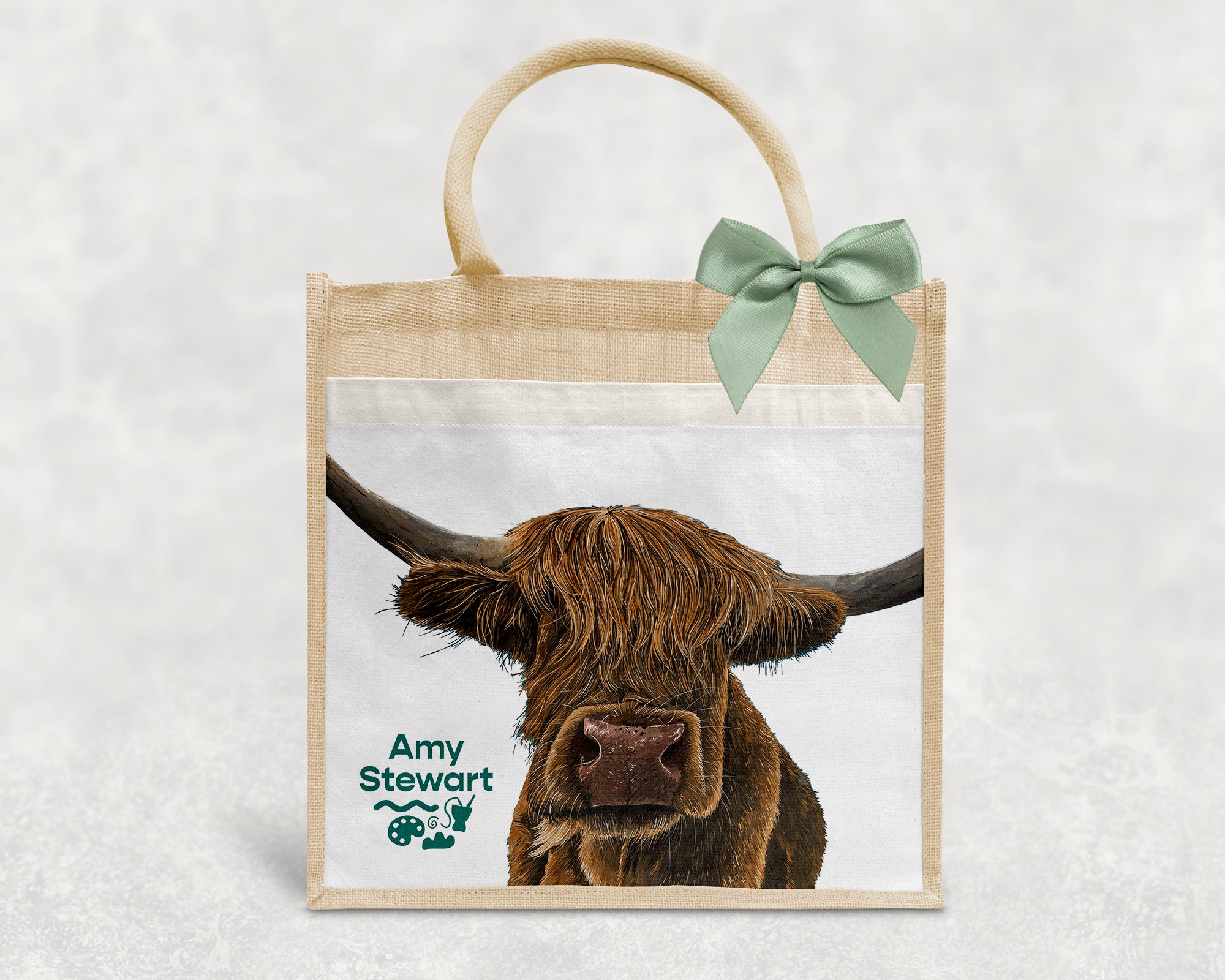 Fifi the highland Cow Jute Bag with Pocket