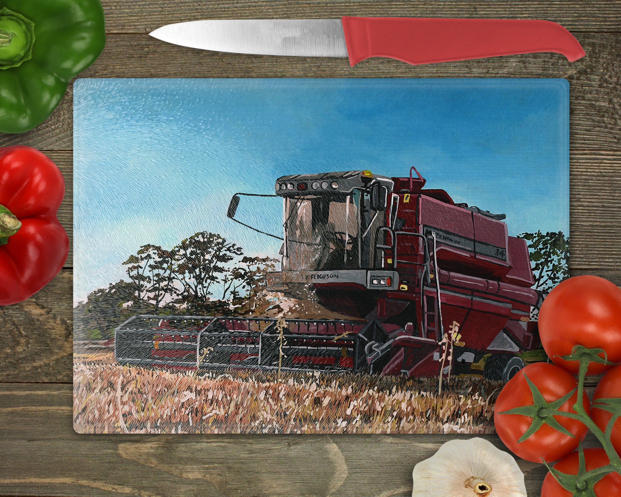 Massey Ferguson Combine Harvester Glass Worktop Saver