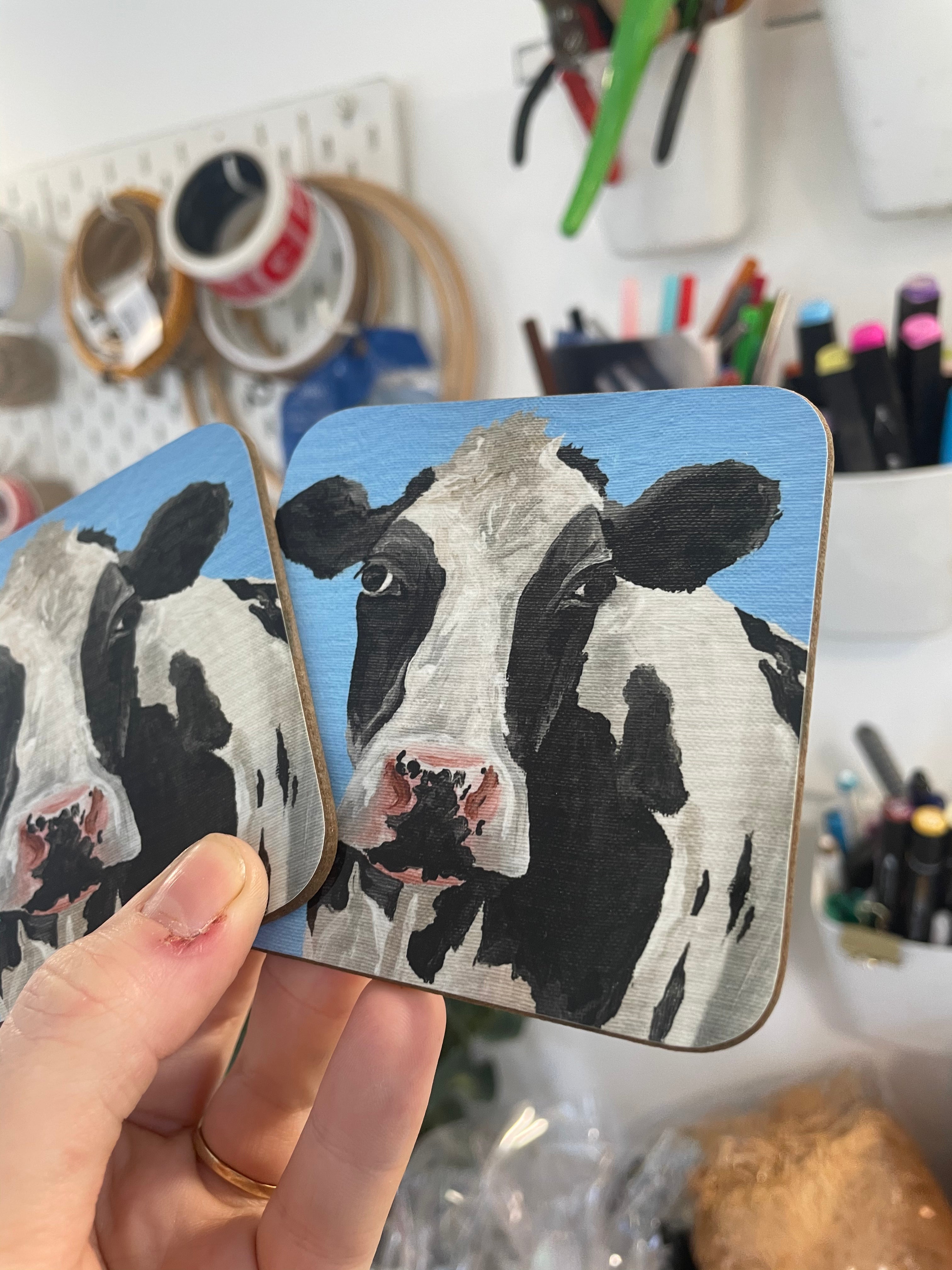 Blue Cow Coaster and Placemat