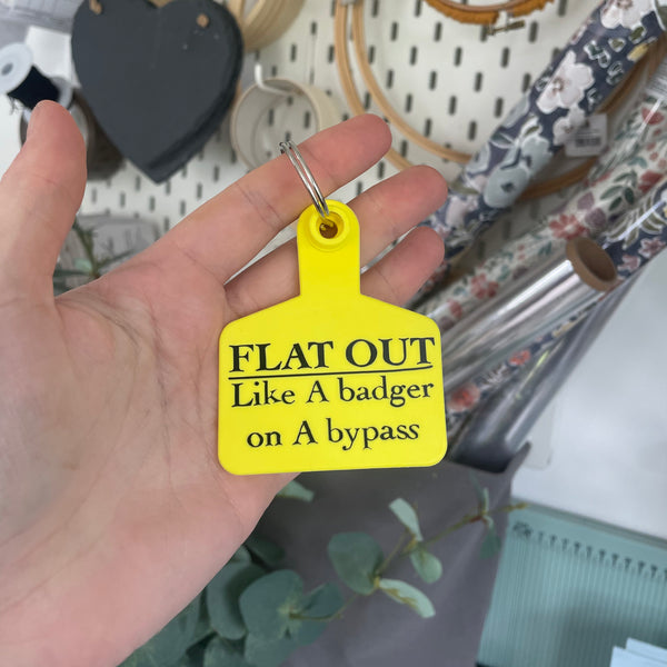 FLAT OUT Cattle Tag Keyring AmyStewartArt