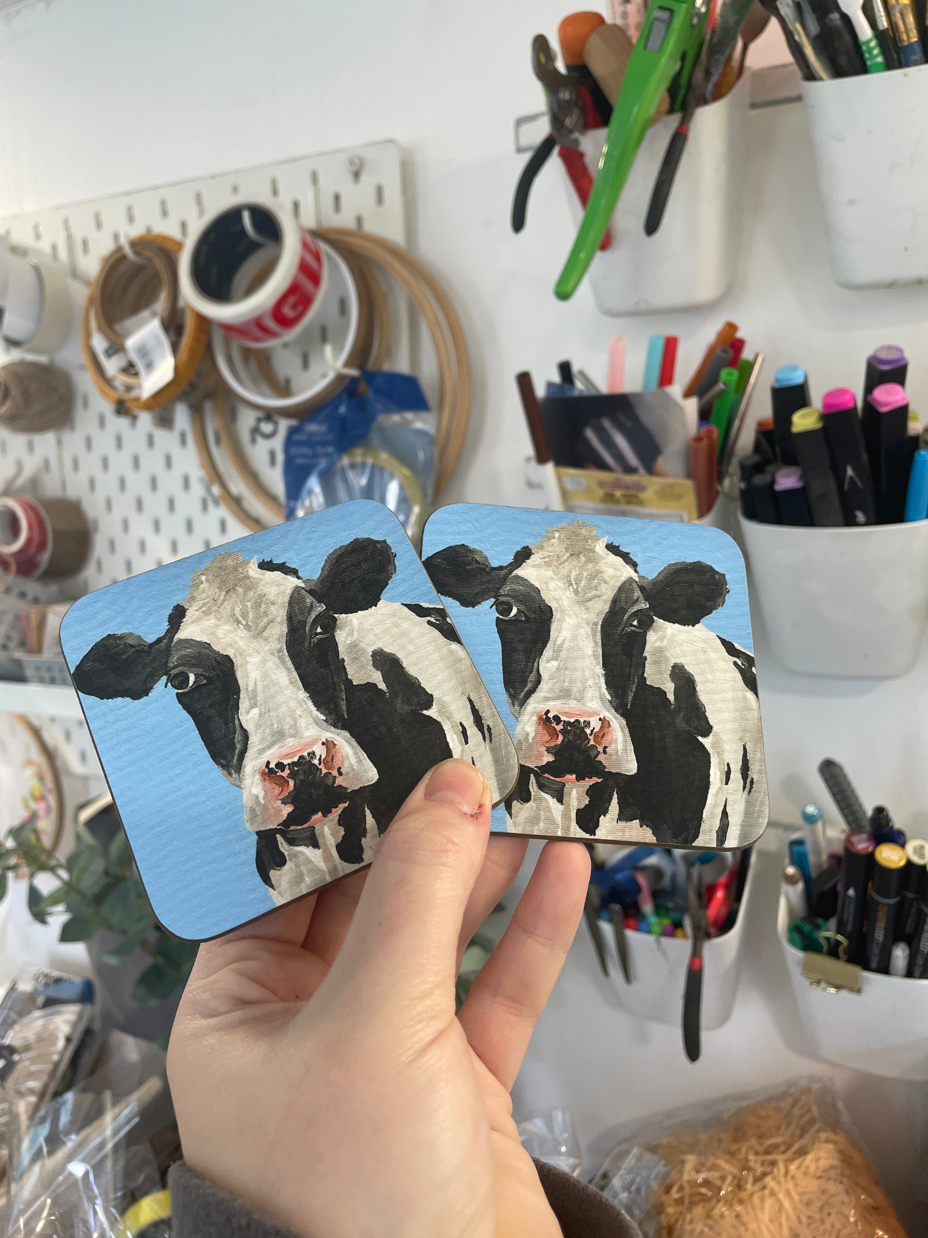 Blue Cow Coaster and Placemat