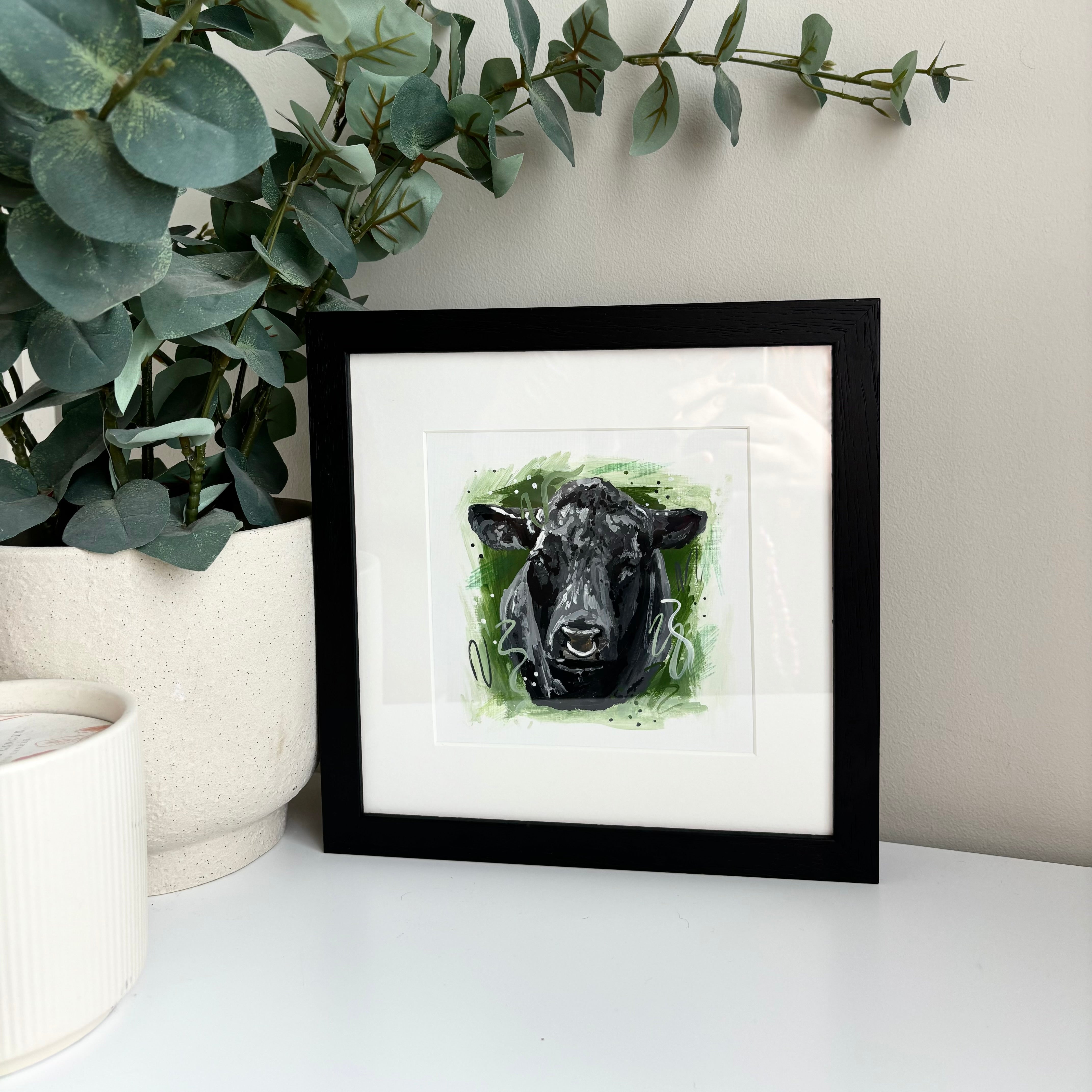 Aberdeen Angus Cow Framed Original Cow Painting