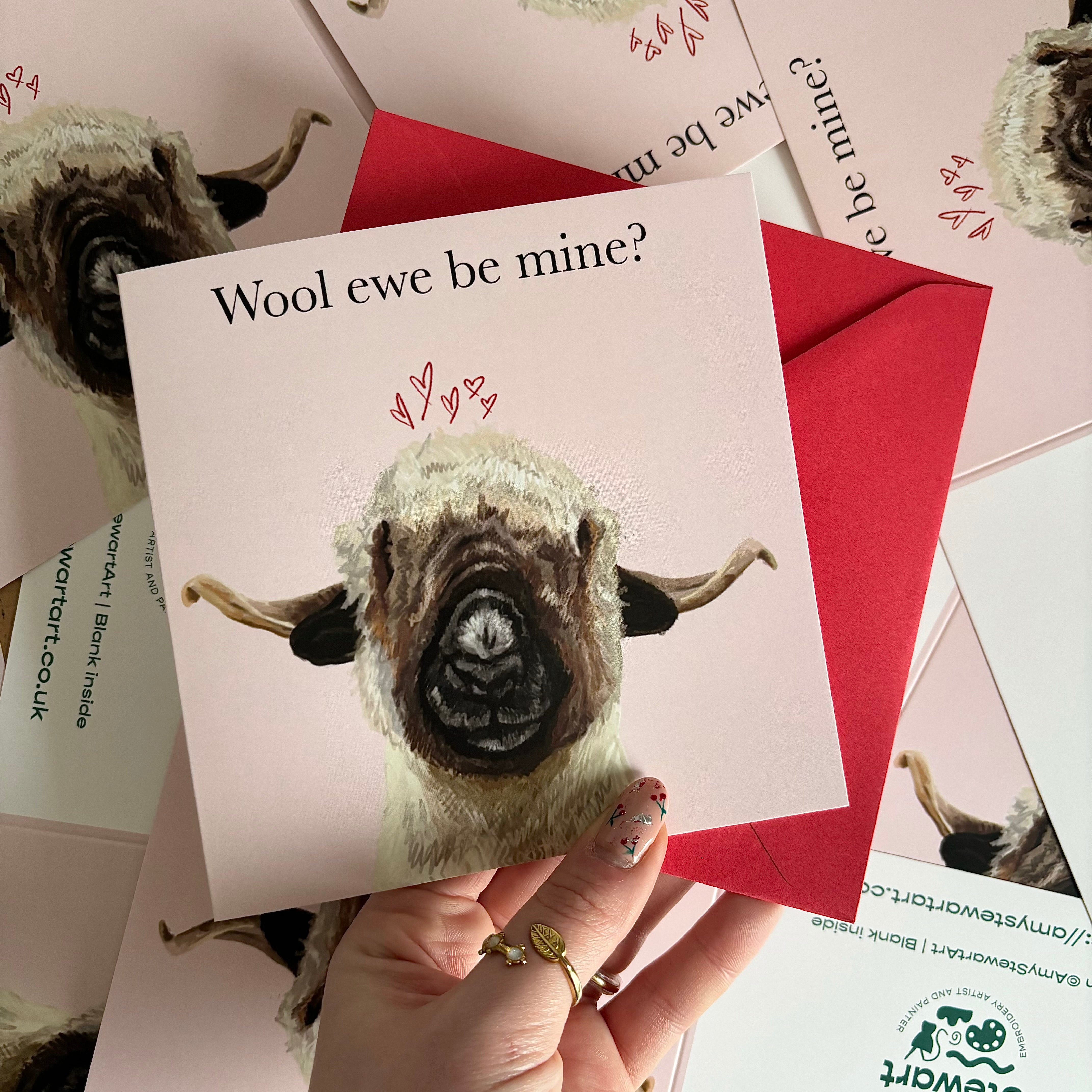 Valais Blacknose Sheep Valentine’s day Card