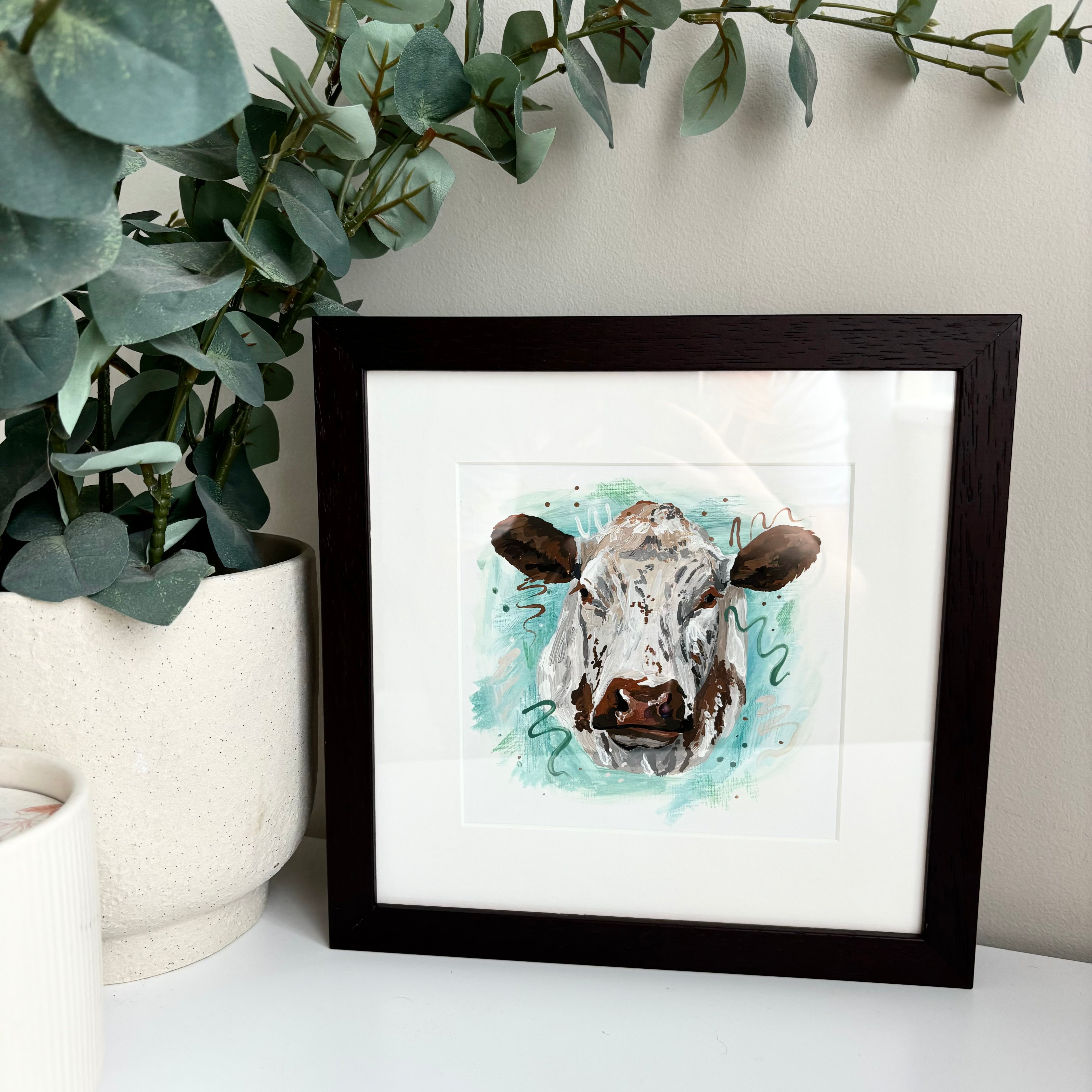 Speckled Park Cow Framed Original Painting