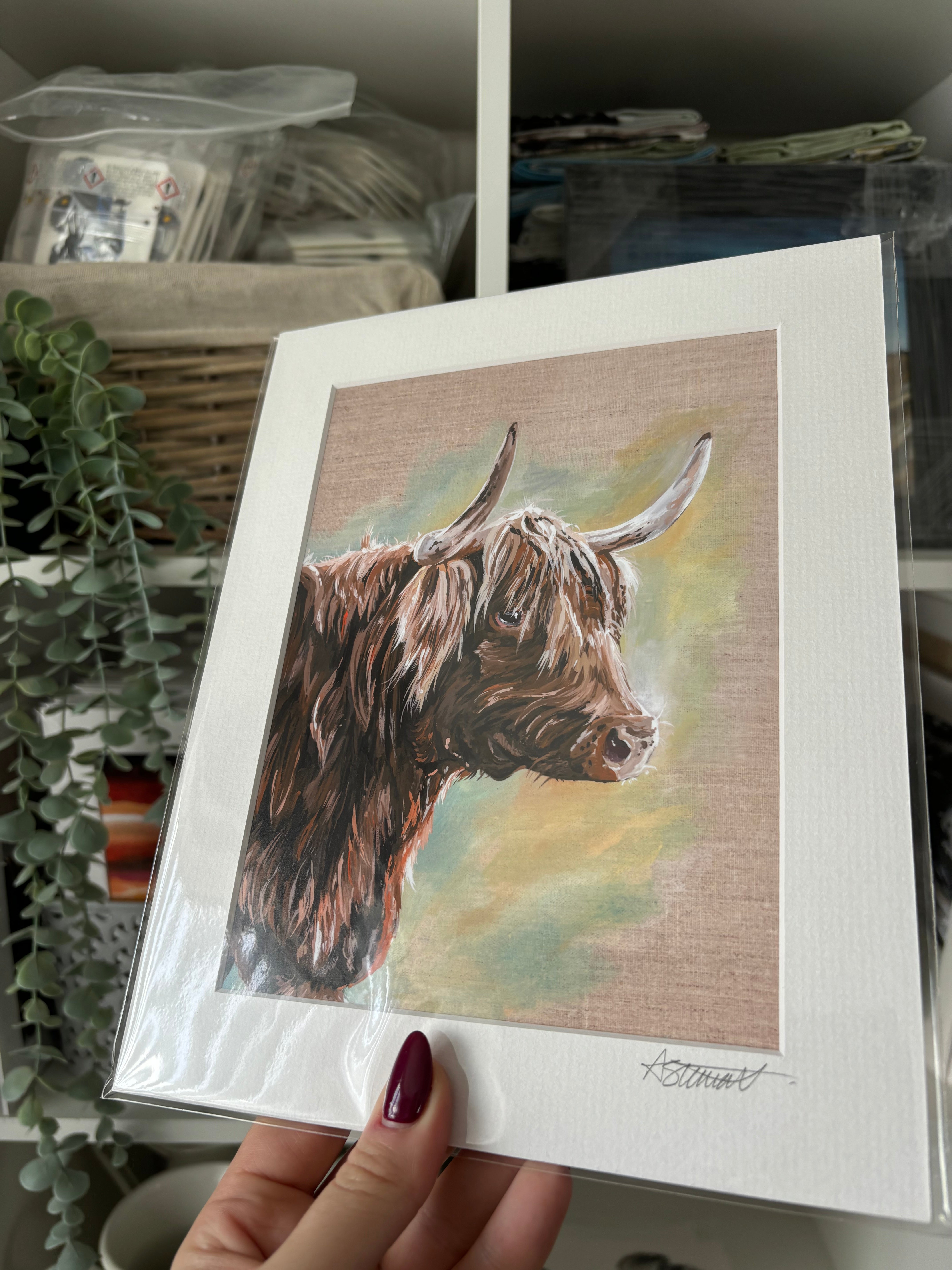 Highland Cow Mounted Art Print