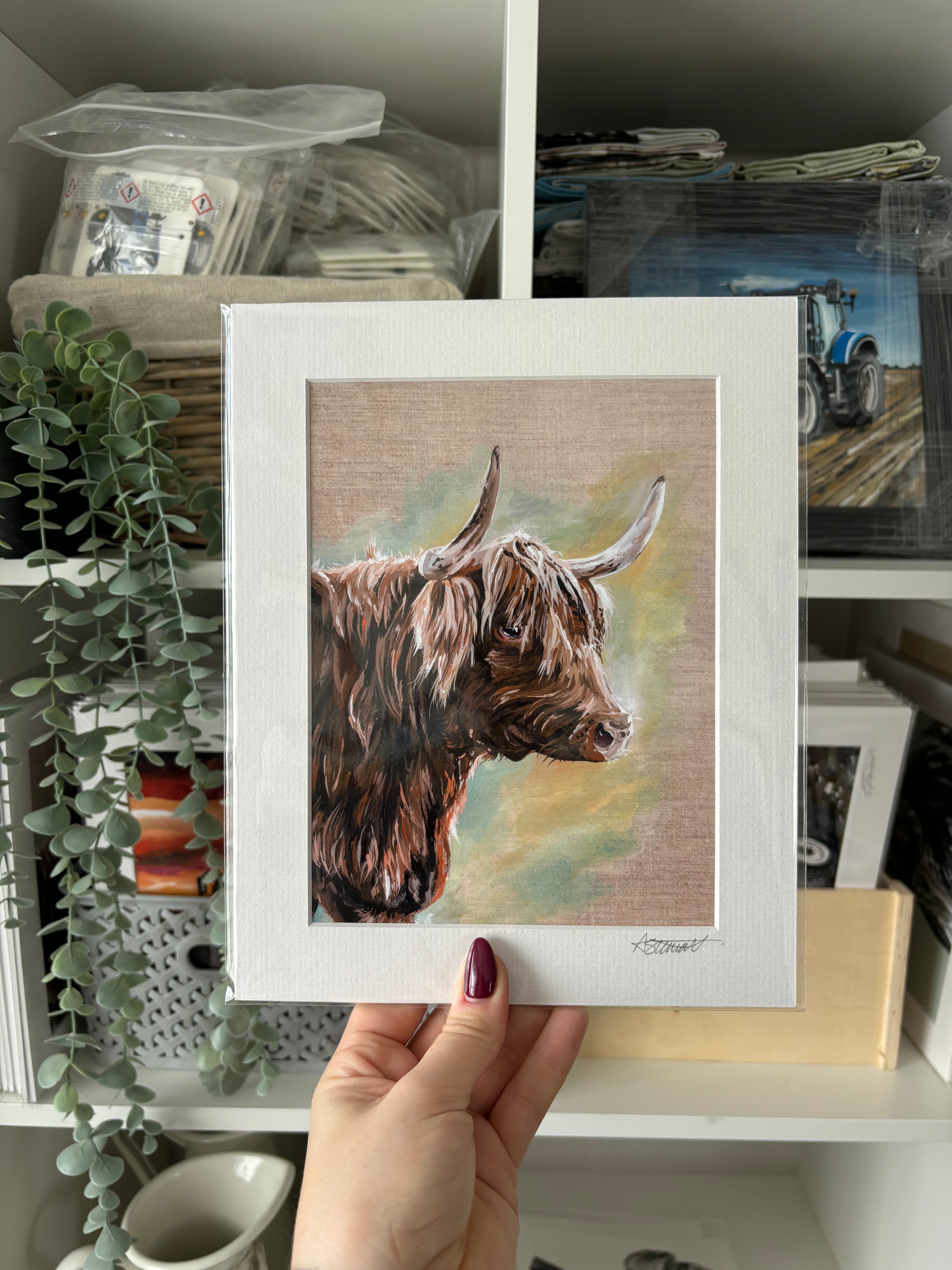 Highland Cow Mounted Art Print