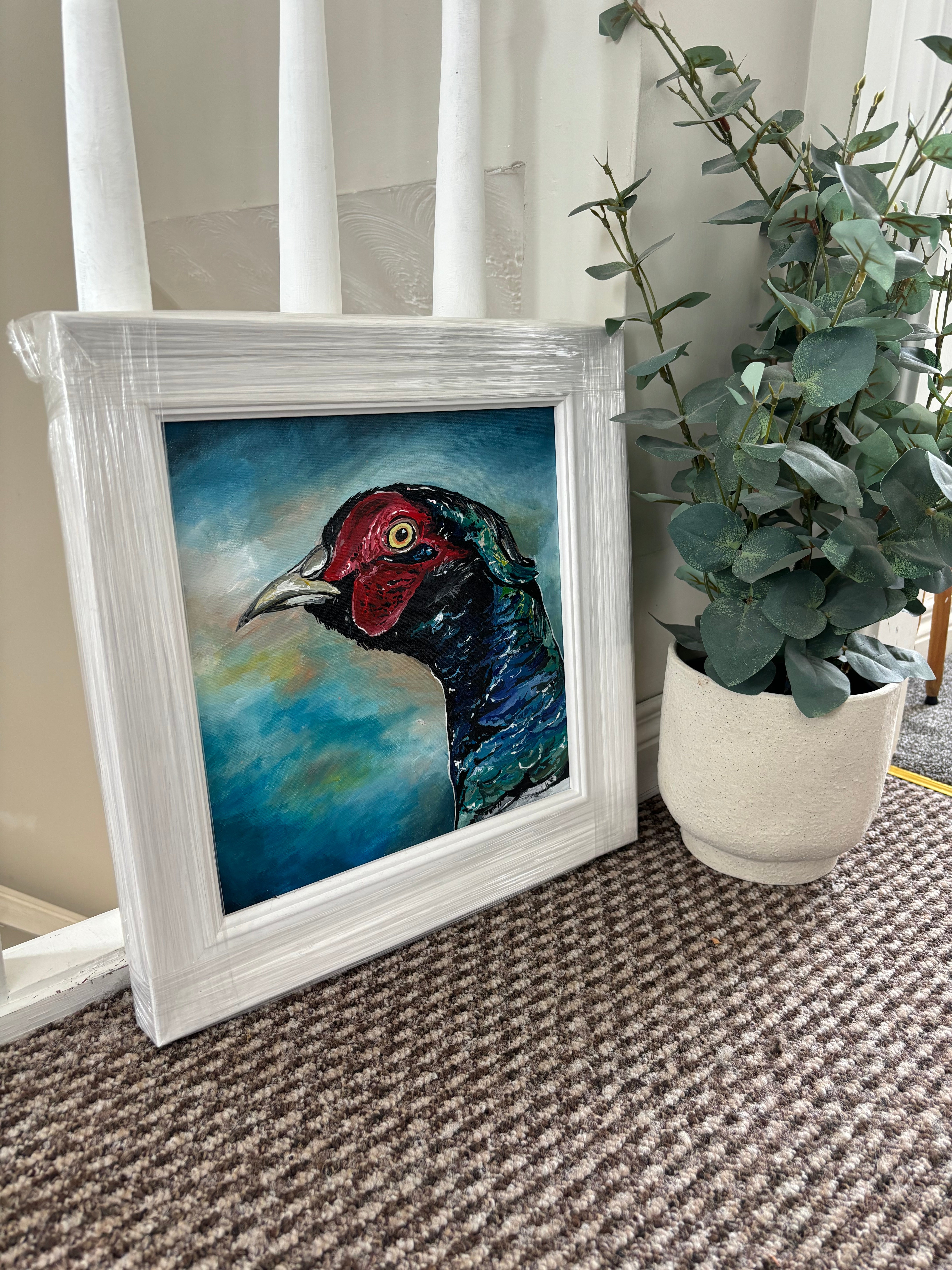 ORIGINAL Framed Pheasant, Acrylic on Canvas