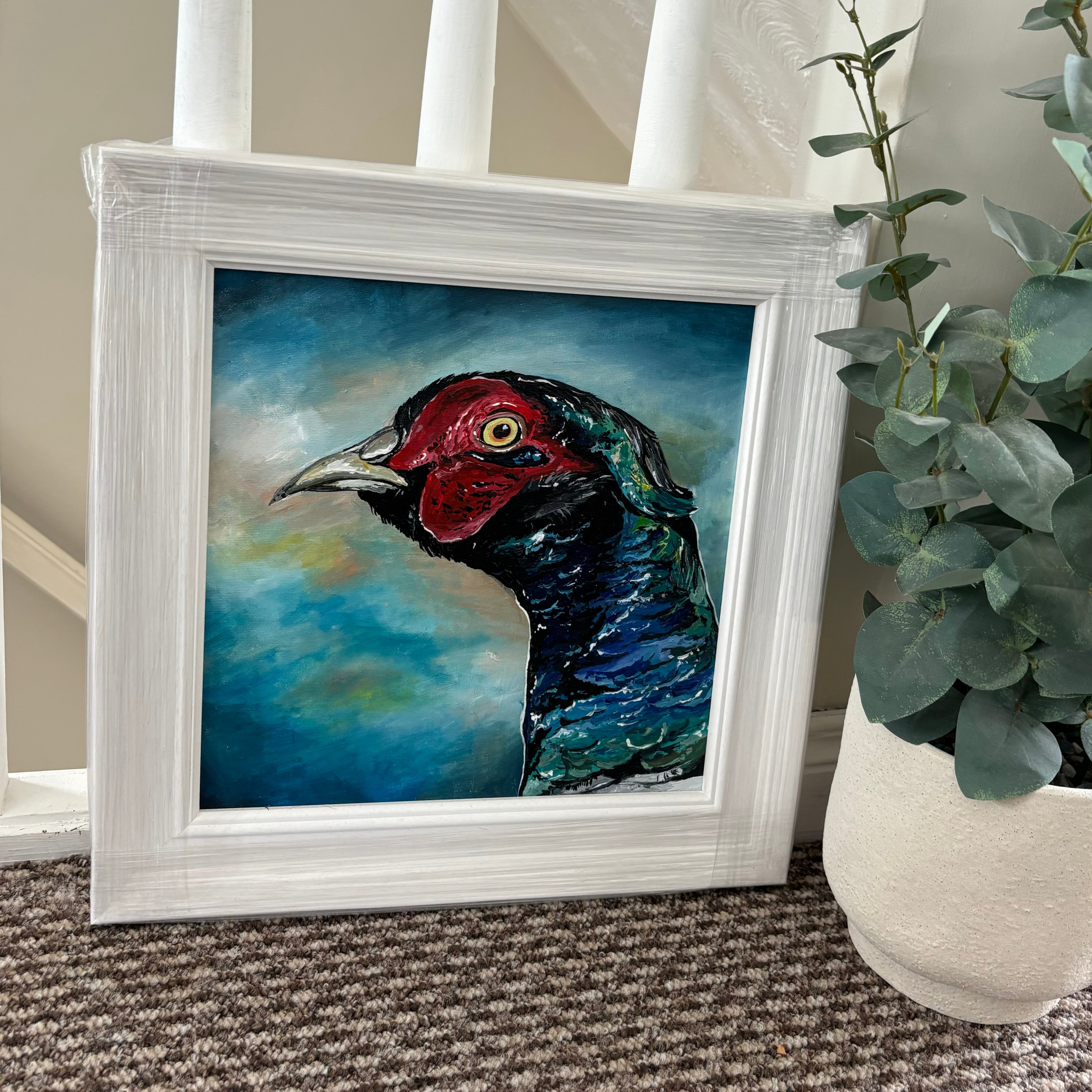 ORIGINAL Framed Pheasant, Acrylic on Canvas