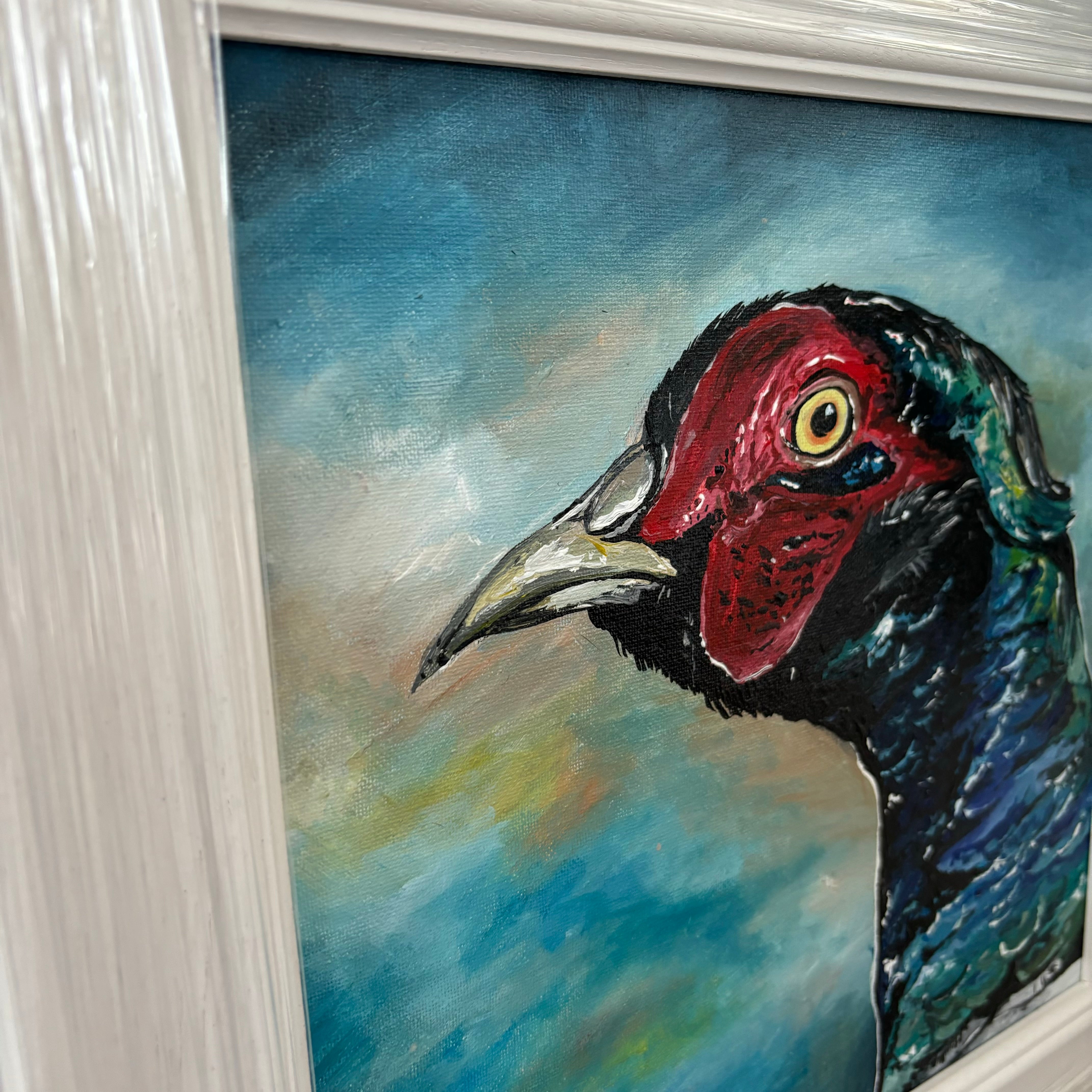 ORIGINAL Framed Pheasant, Acrylic on Canvas