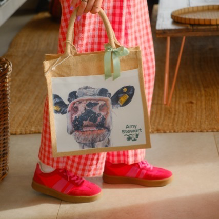 'Bessie' the Cow Jute Bag with Pocket