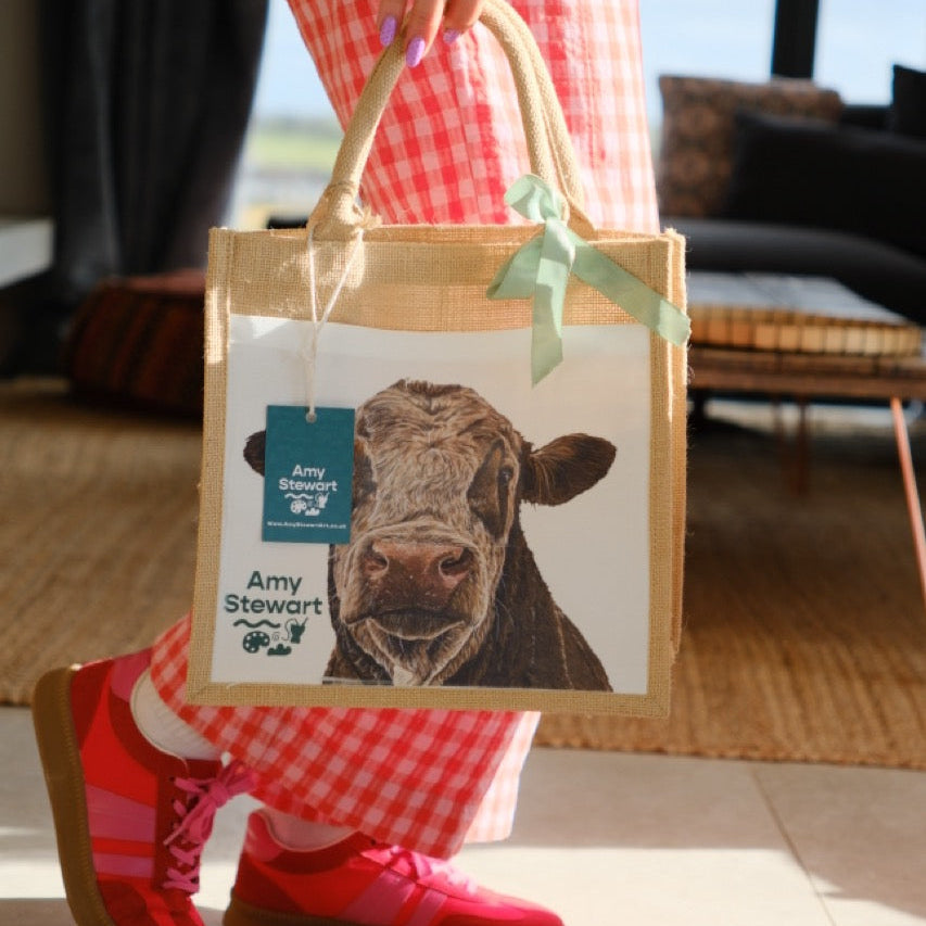 'Bruce' The Cow Jute Bag with Pocket