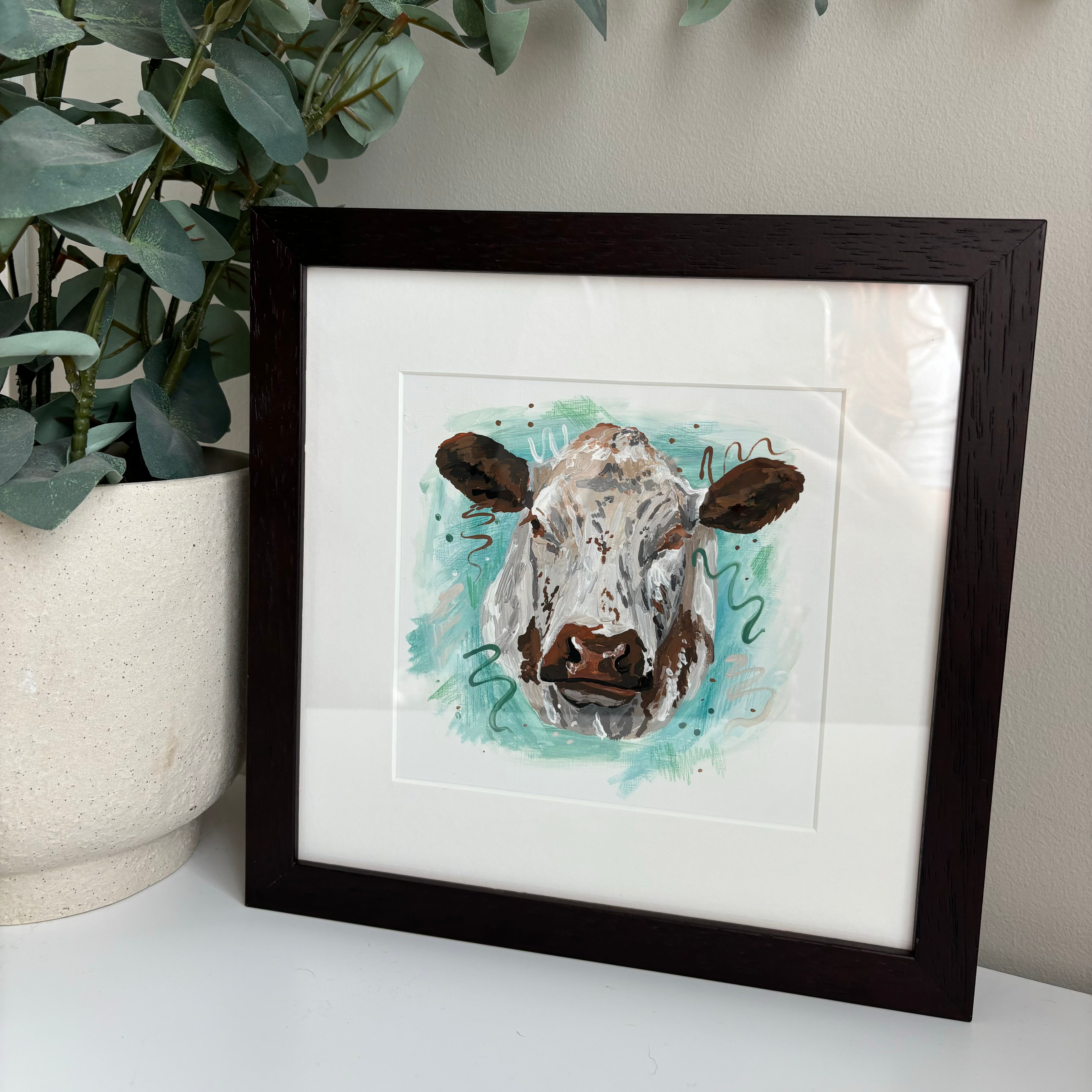 Speckled Park Cow Framed Original Painting