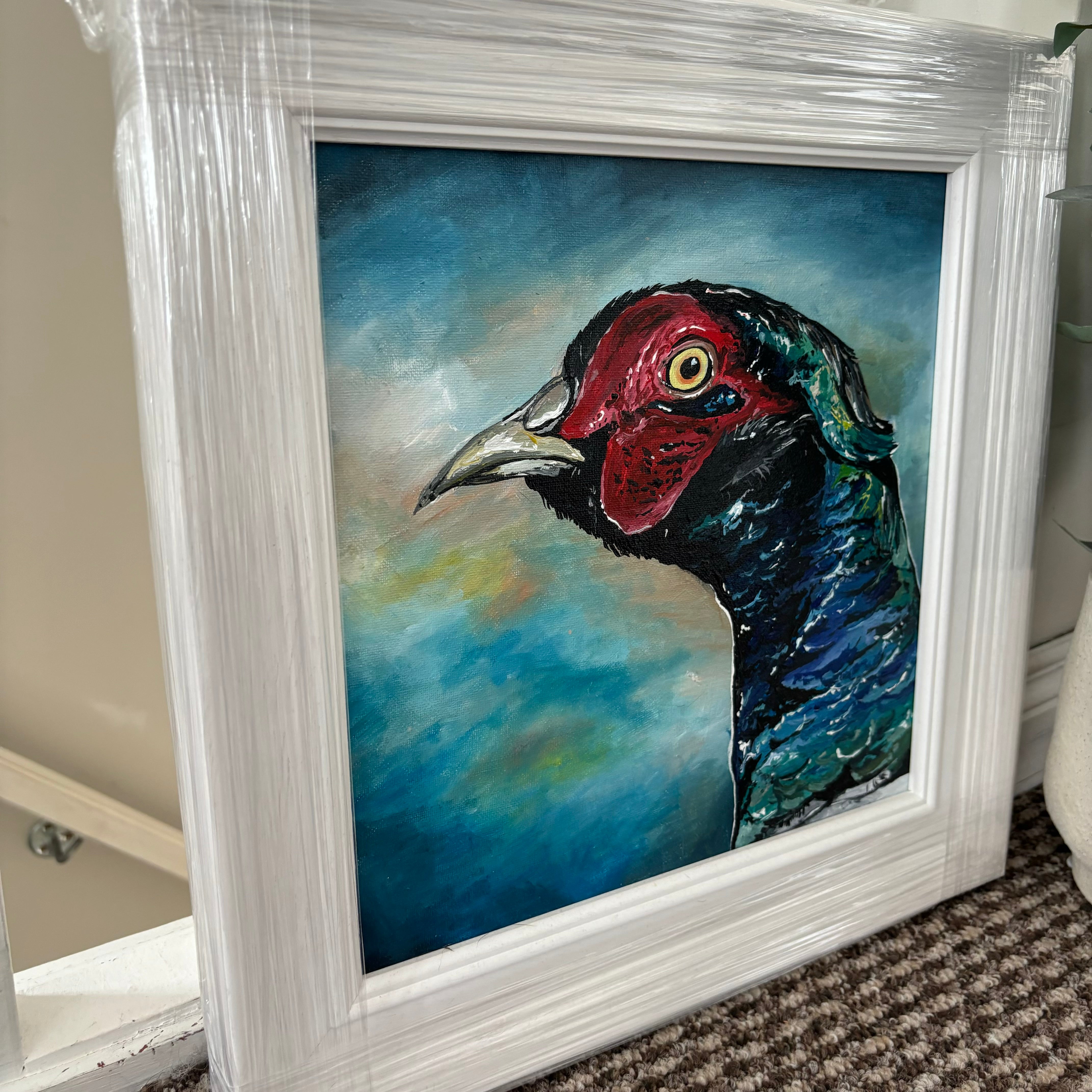 ORIGINAL Framed Pheasant, Acrylic on Canvas