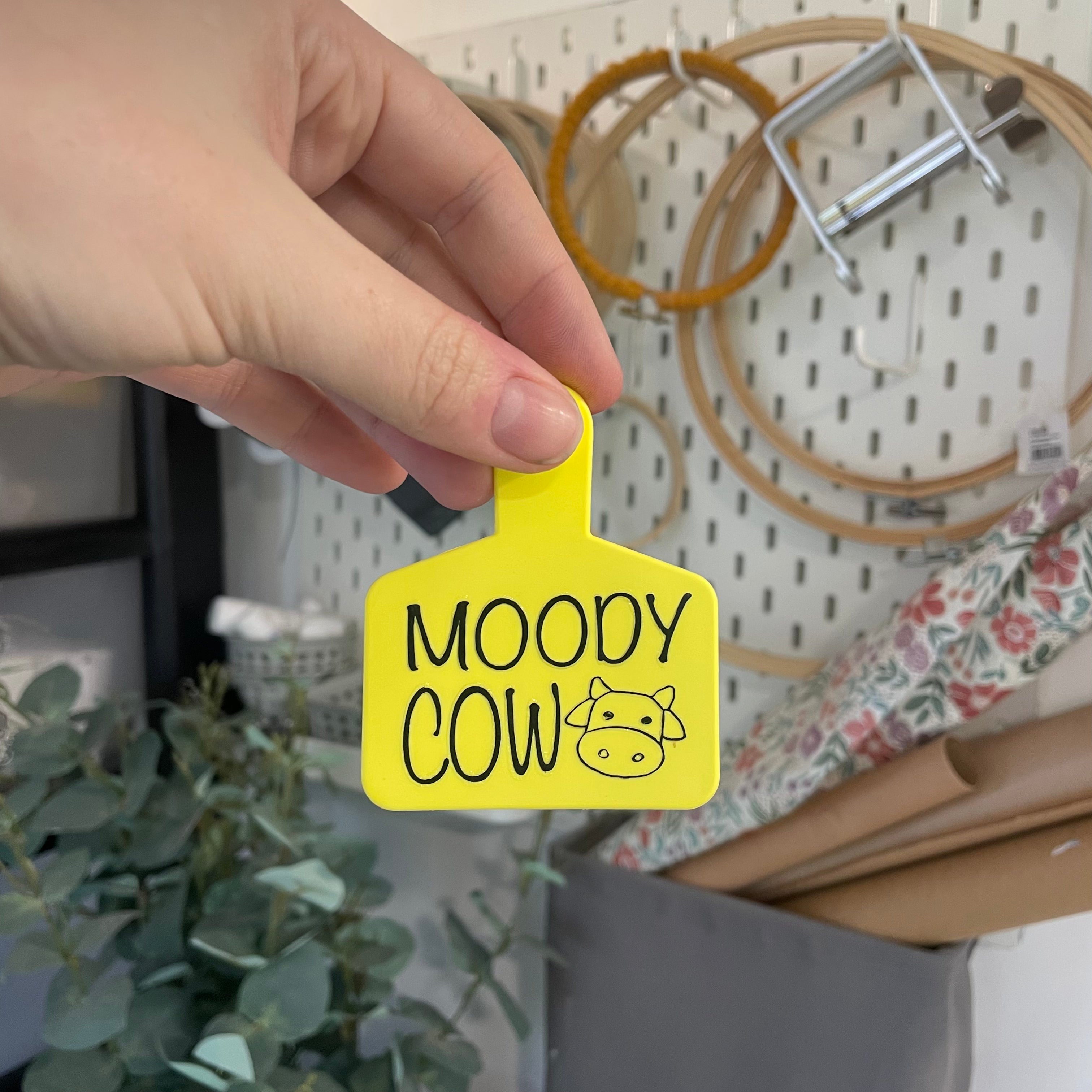 ‘Moody Cow’ Cattle Tag Keyring