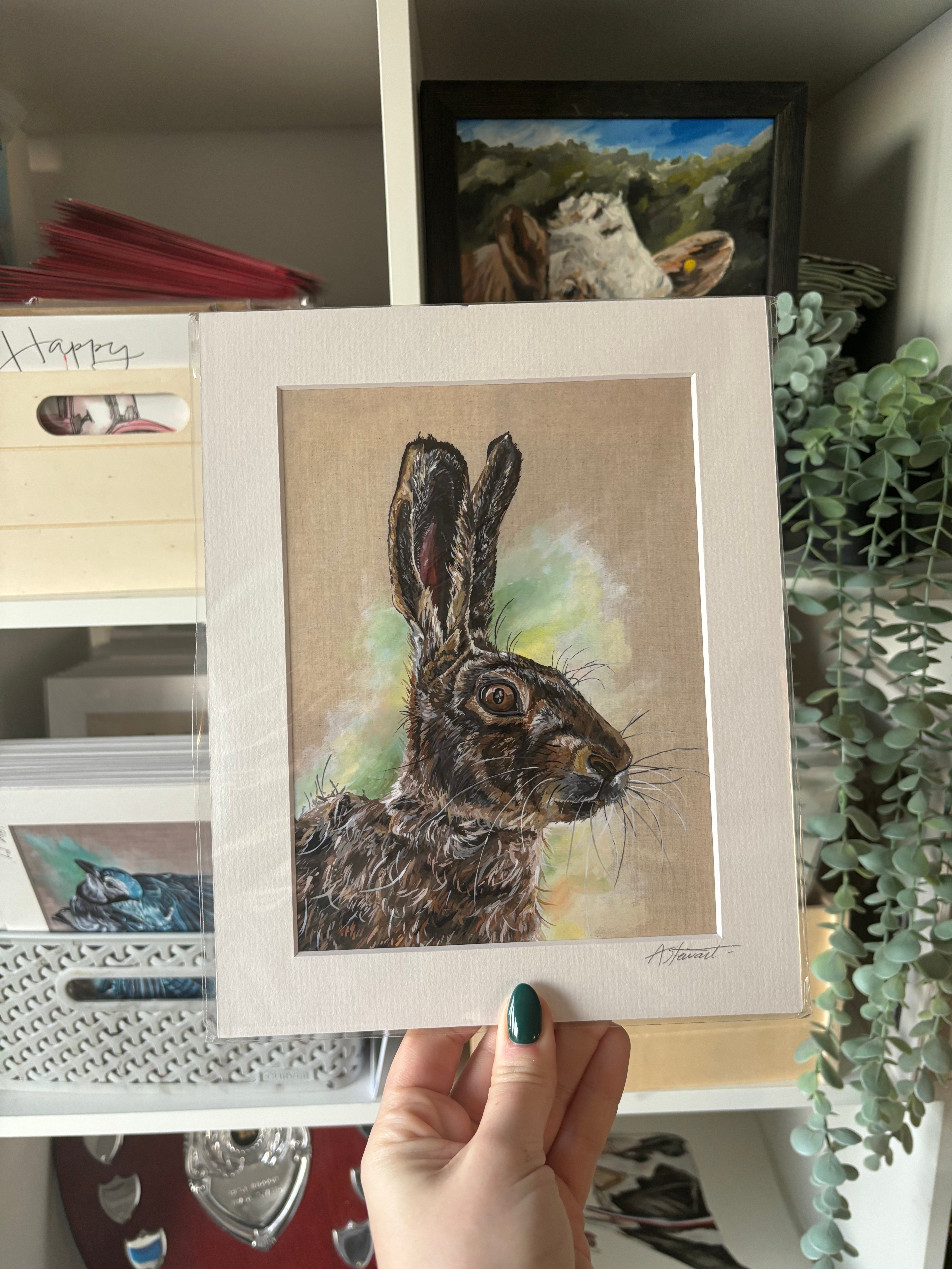 Hare on Linen Fine Art Print