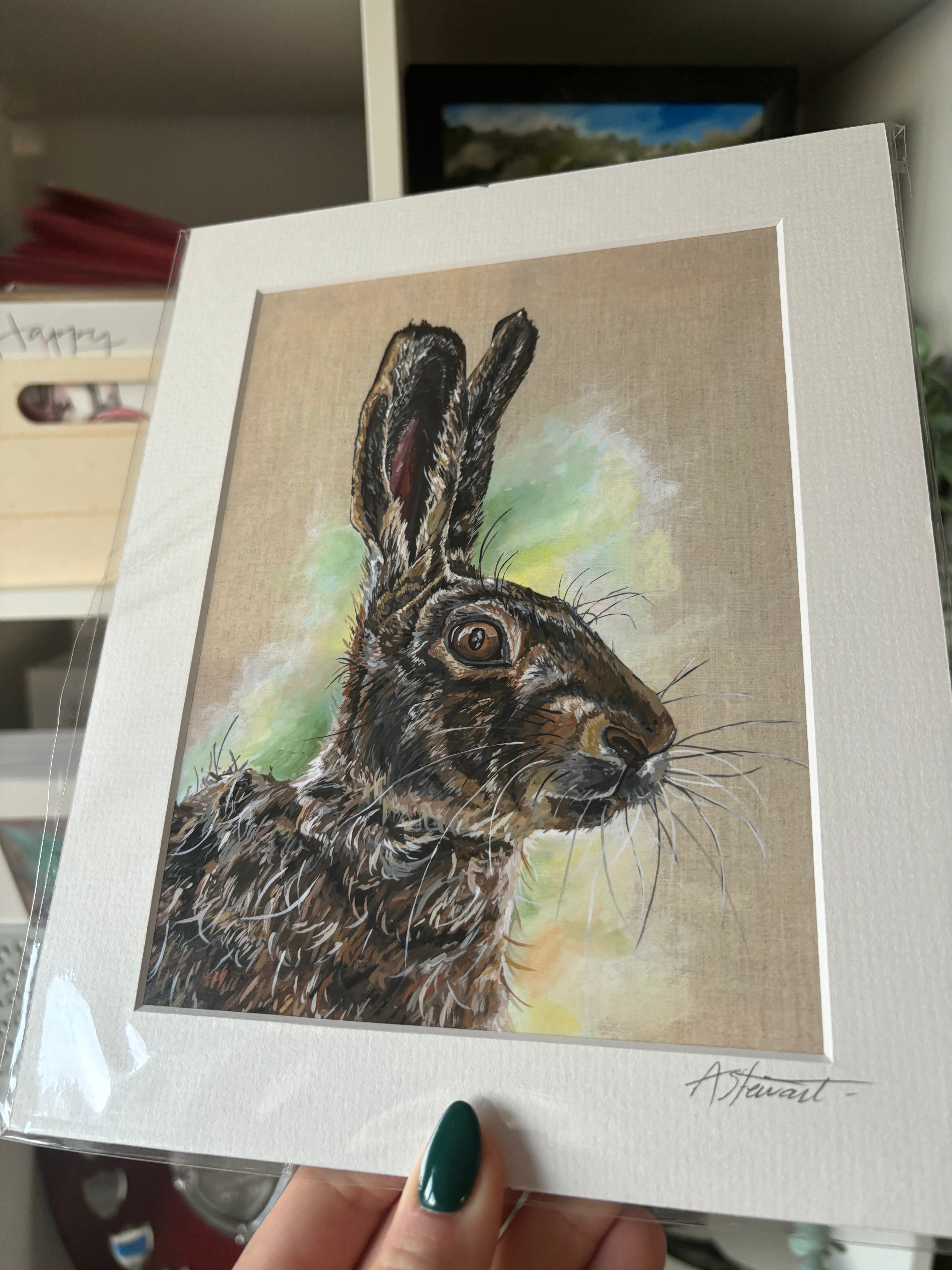 Hare on Linen Fine Art Print