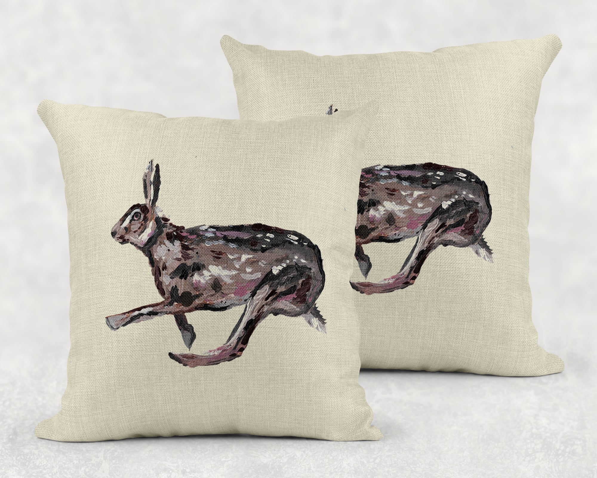 Jumping Hare Linen Style Cushion