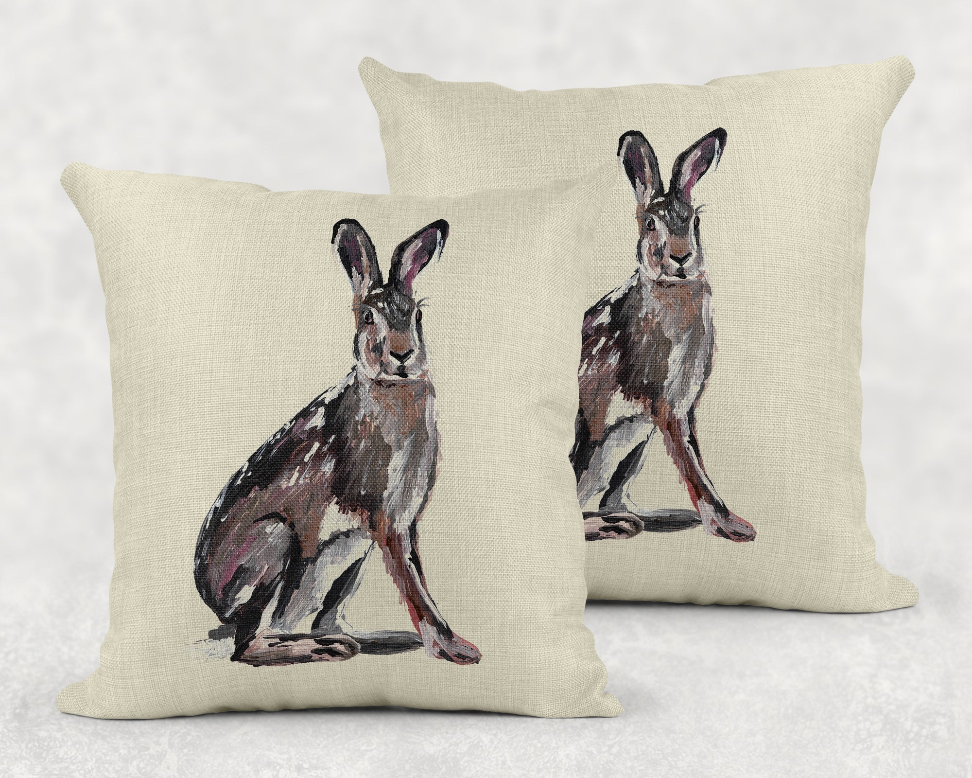 Linen Style Hare Cushion