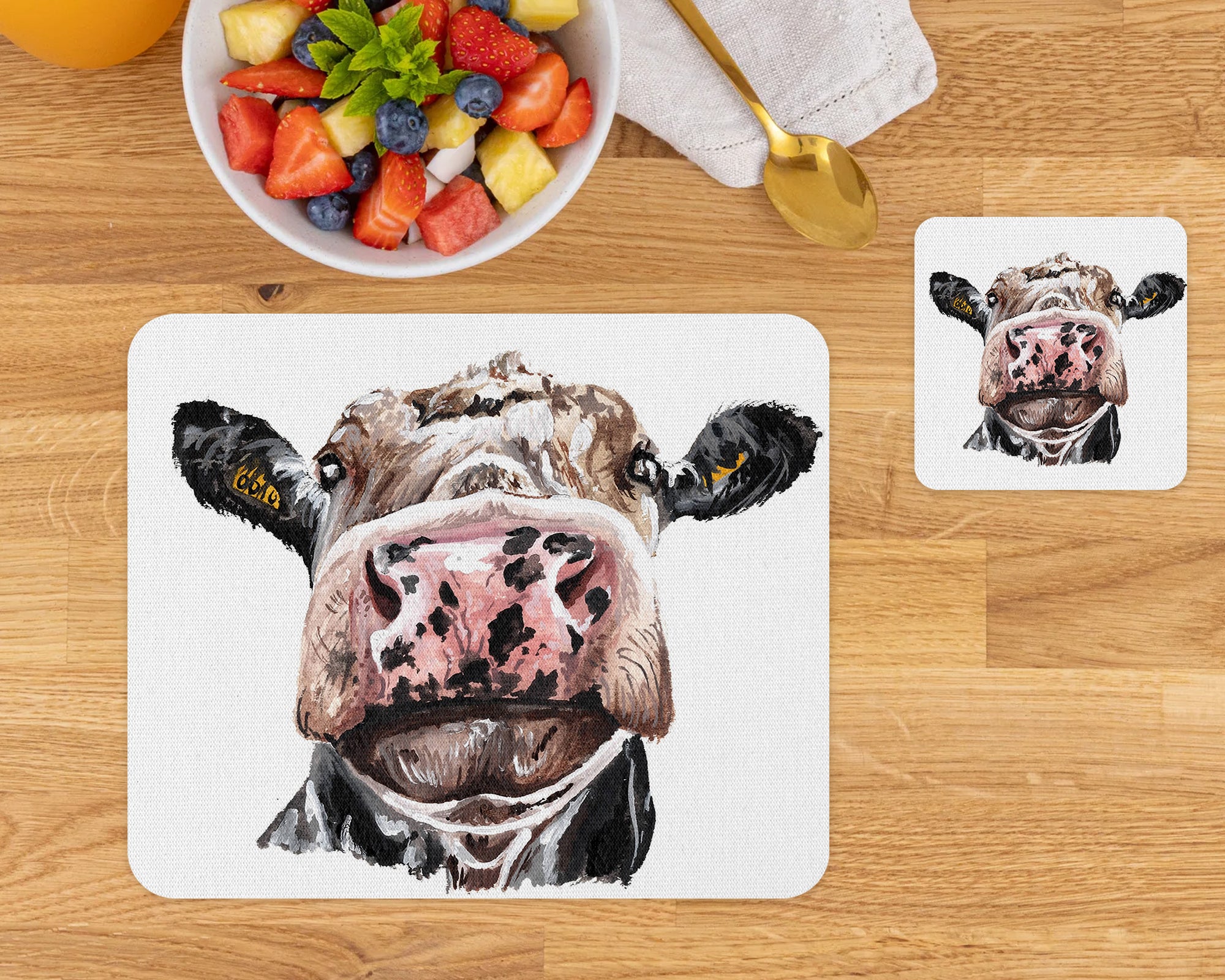 Cheeky Cow Coaster and Placemat