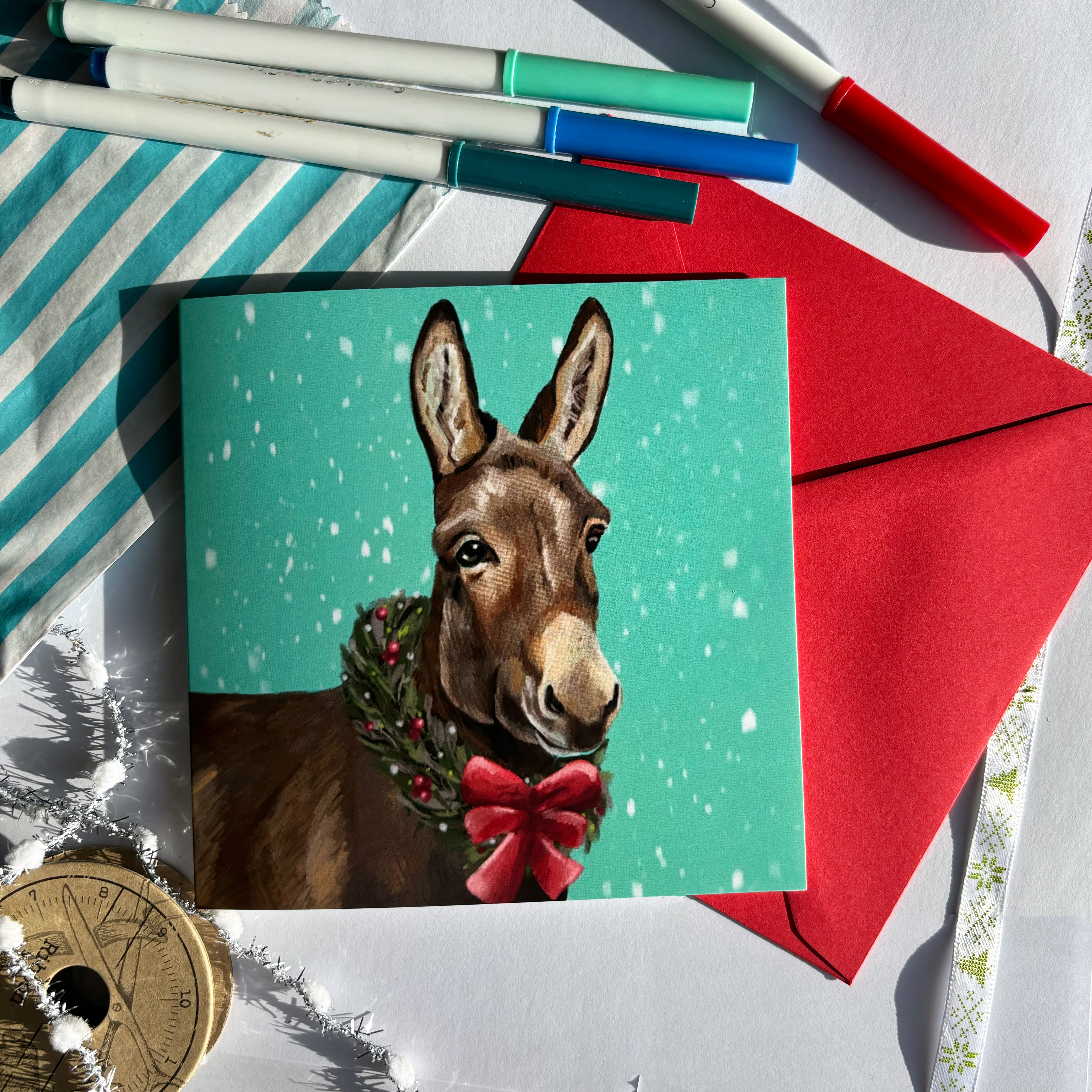 Donkey Christmas Card