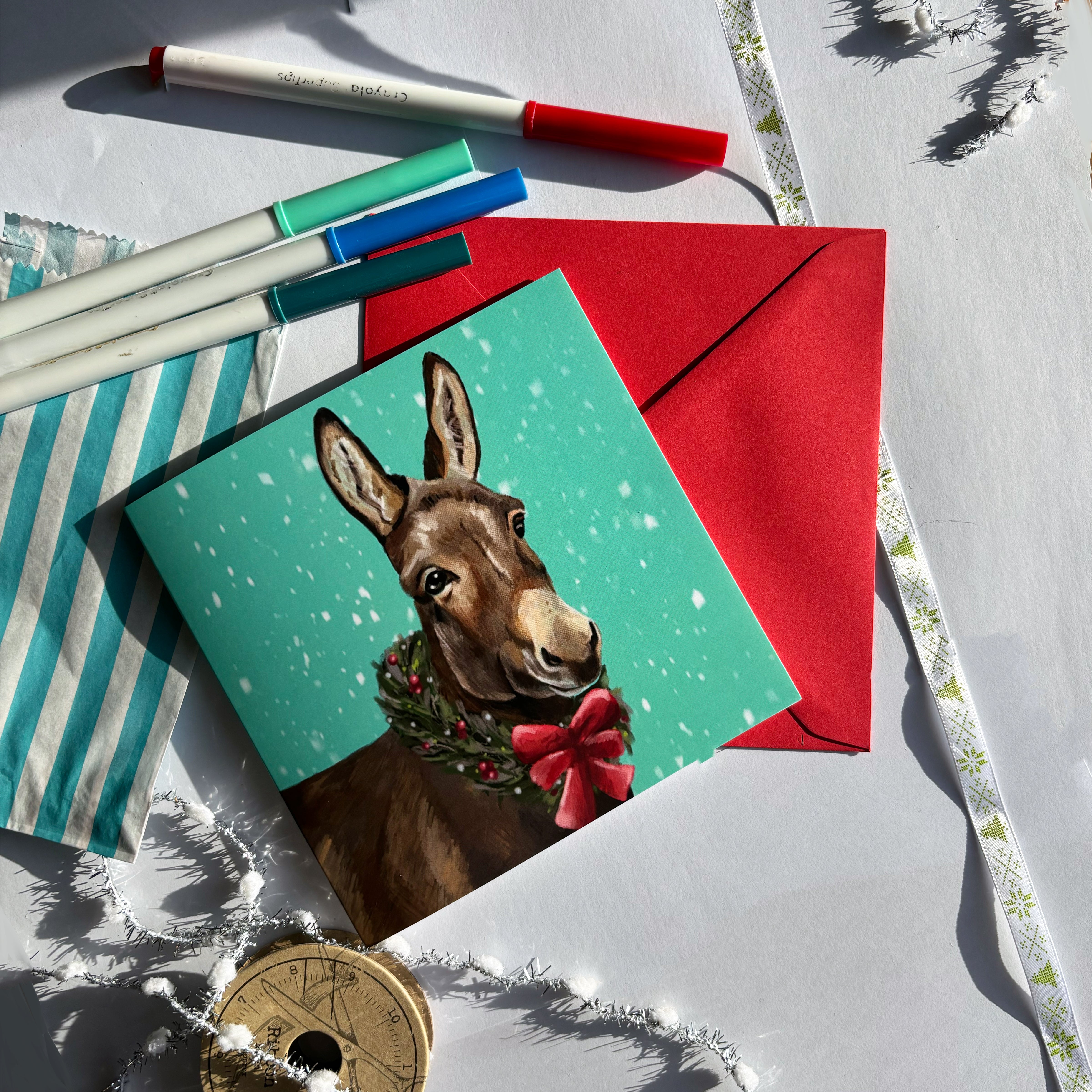 Donkey Christmas Card