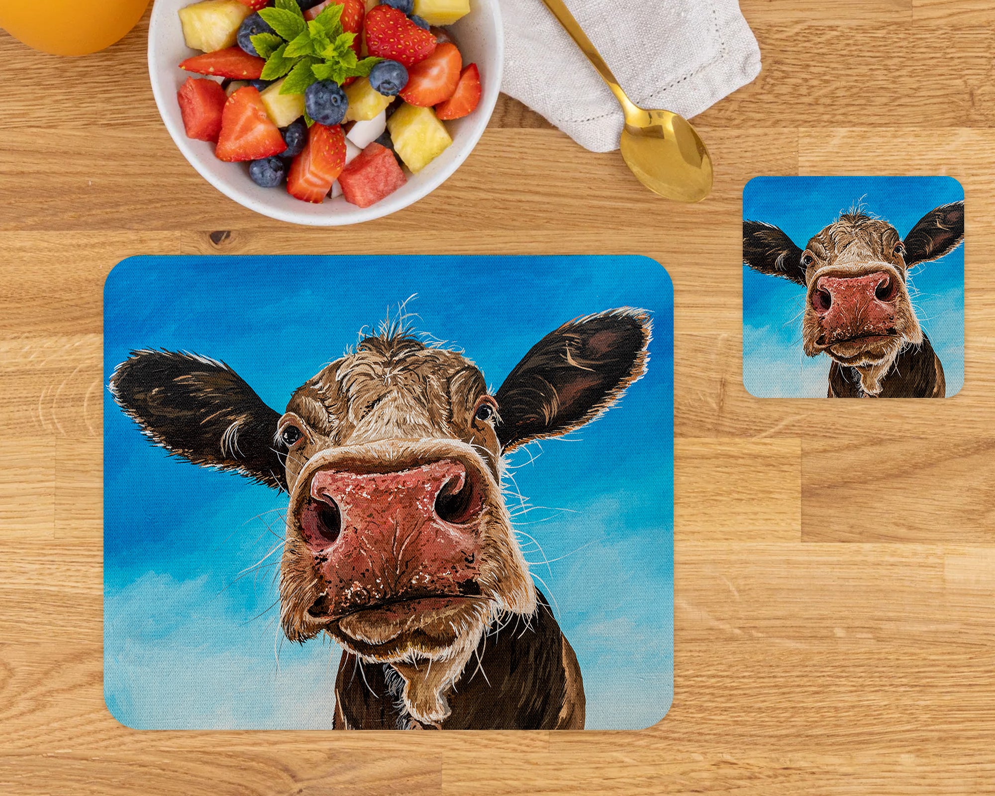 "Elsie" Cow Coaster and Placemat