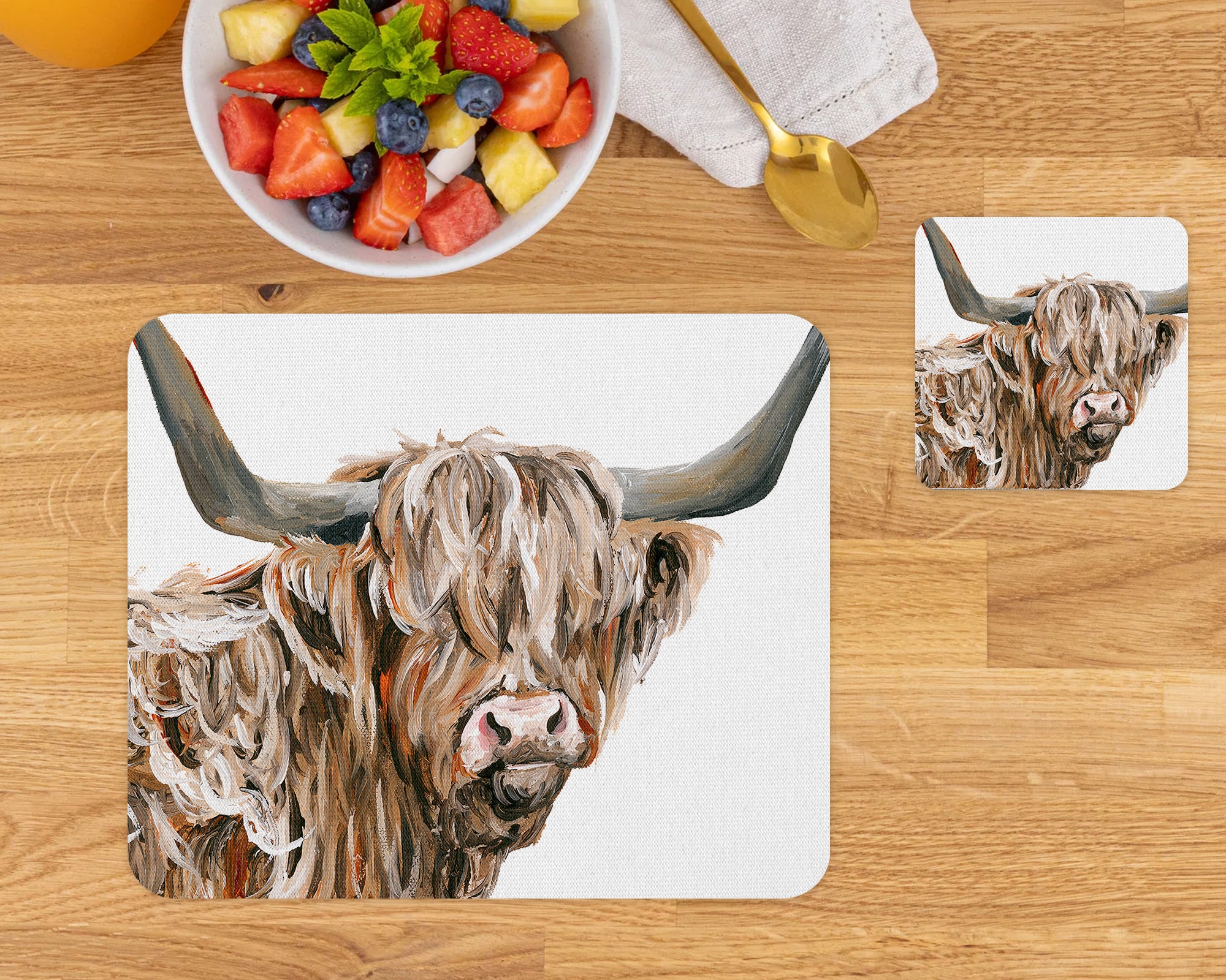 Highland Cow Coaster and placemat