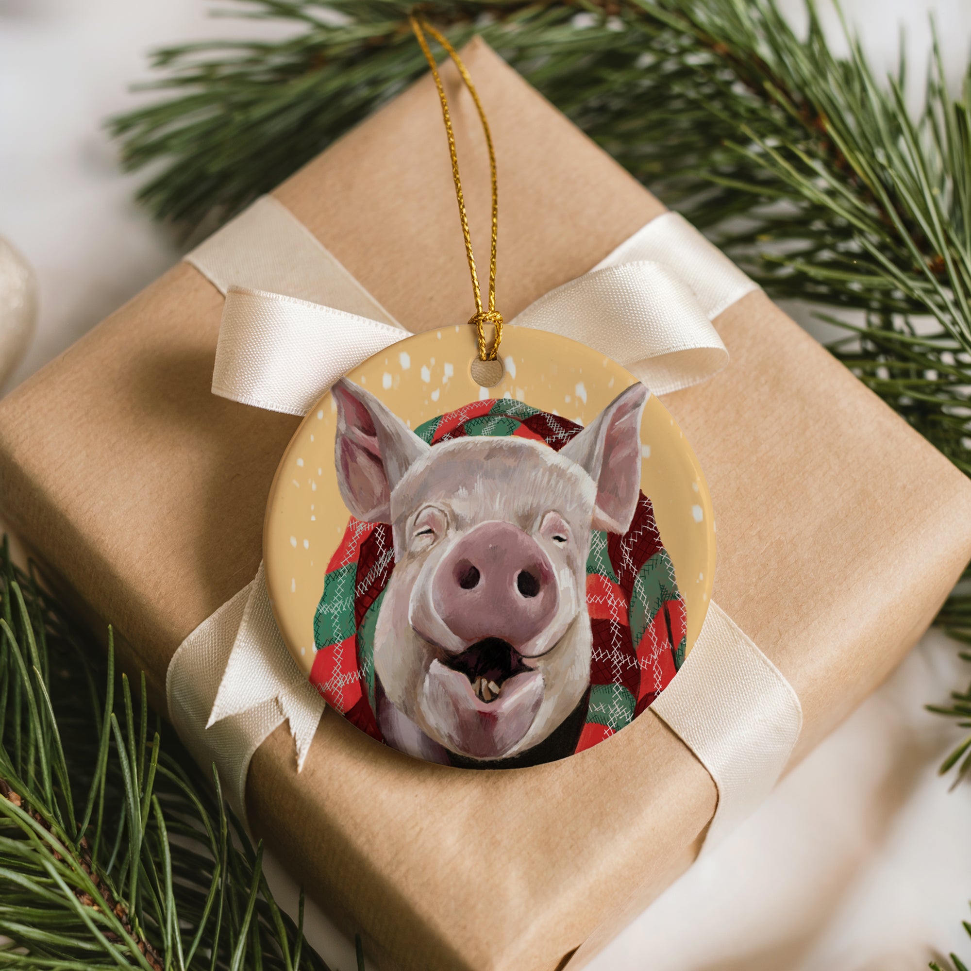 Pig Ceramic Hanging Ornament
