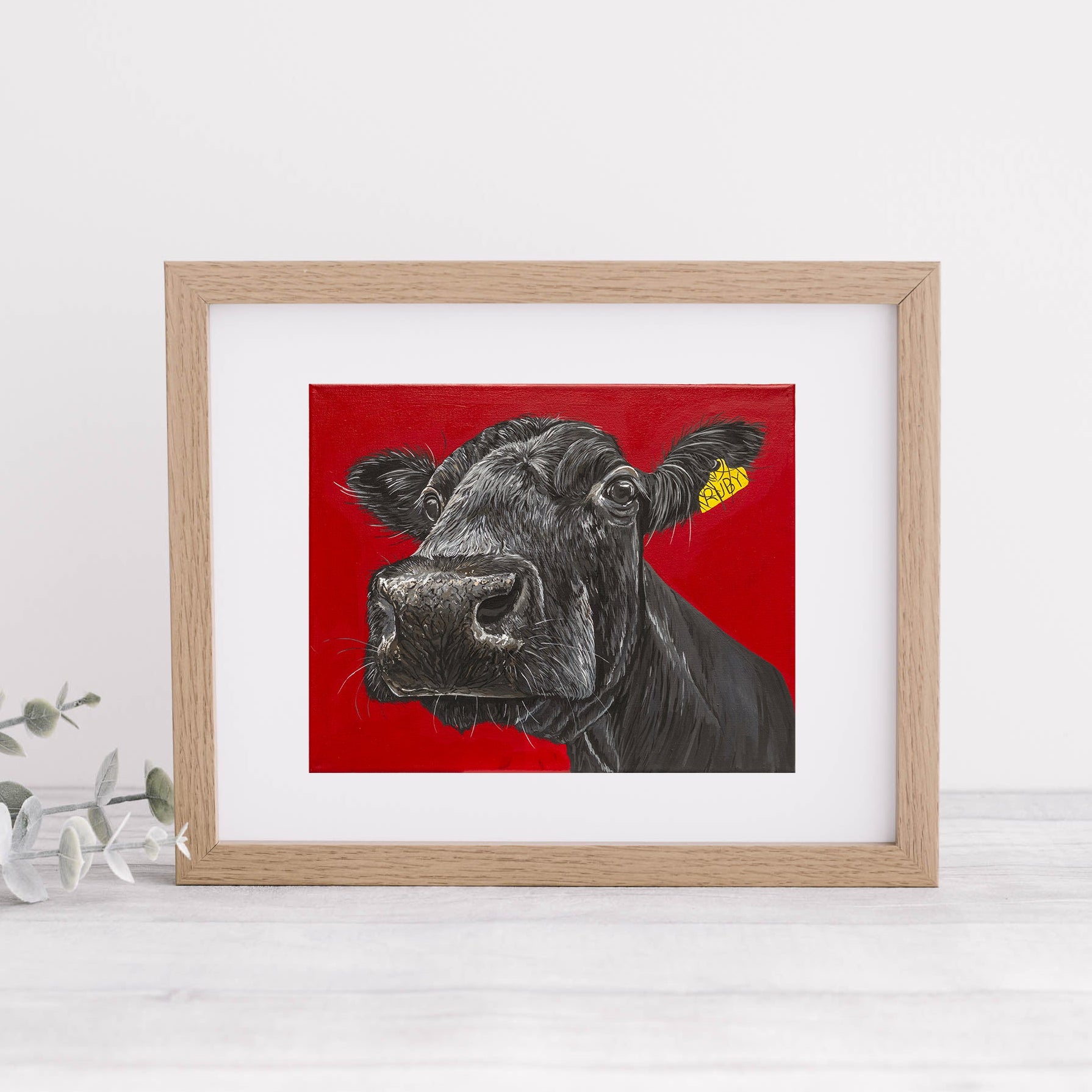 'Ruby' Cow Mounted Print