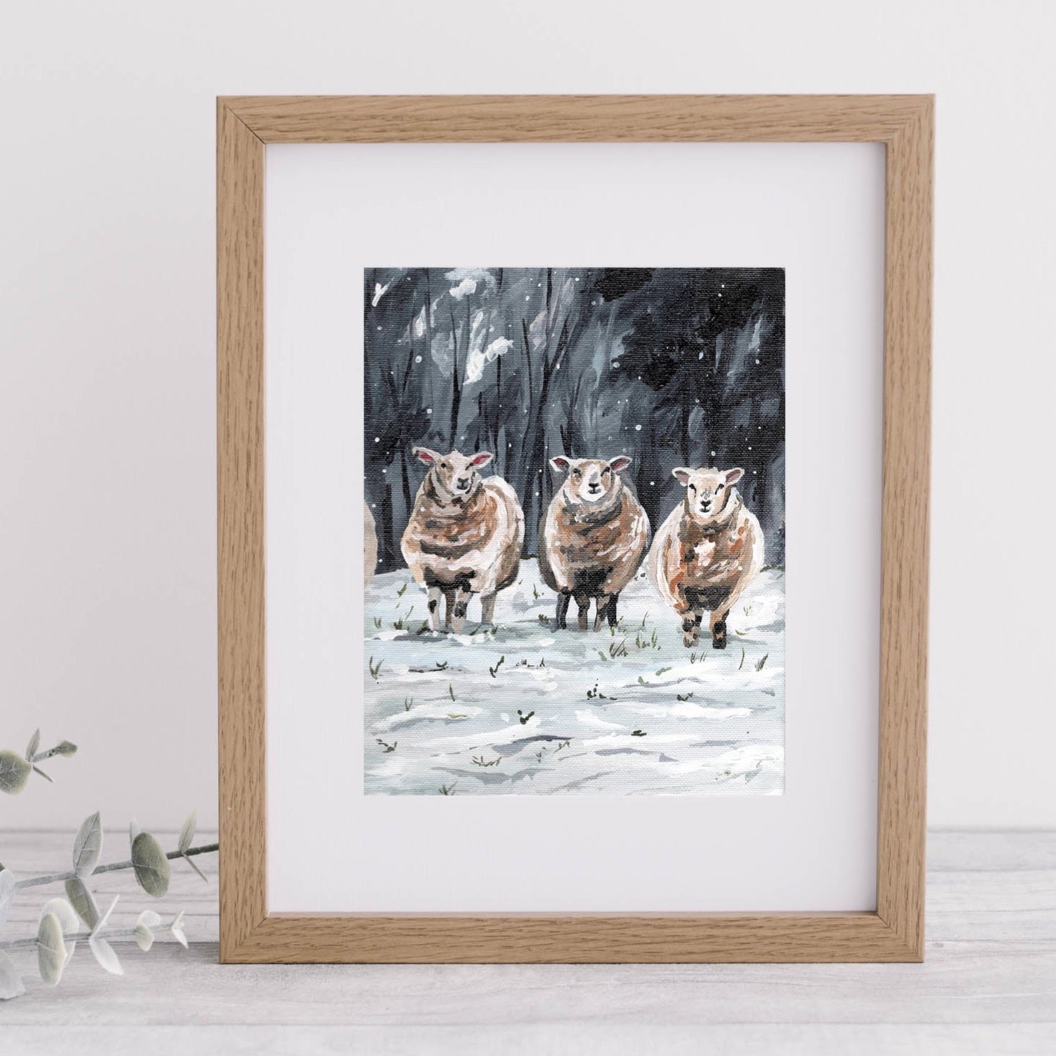 'Winter Grazing" Mounted Art Print