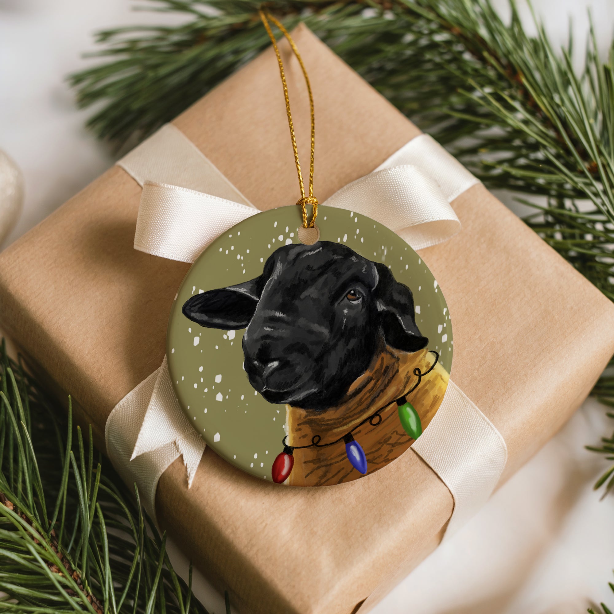 Suffolk Sheep Ceramic Hanging Ornament