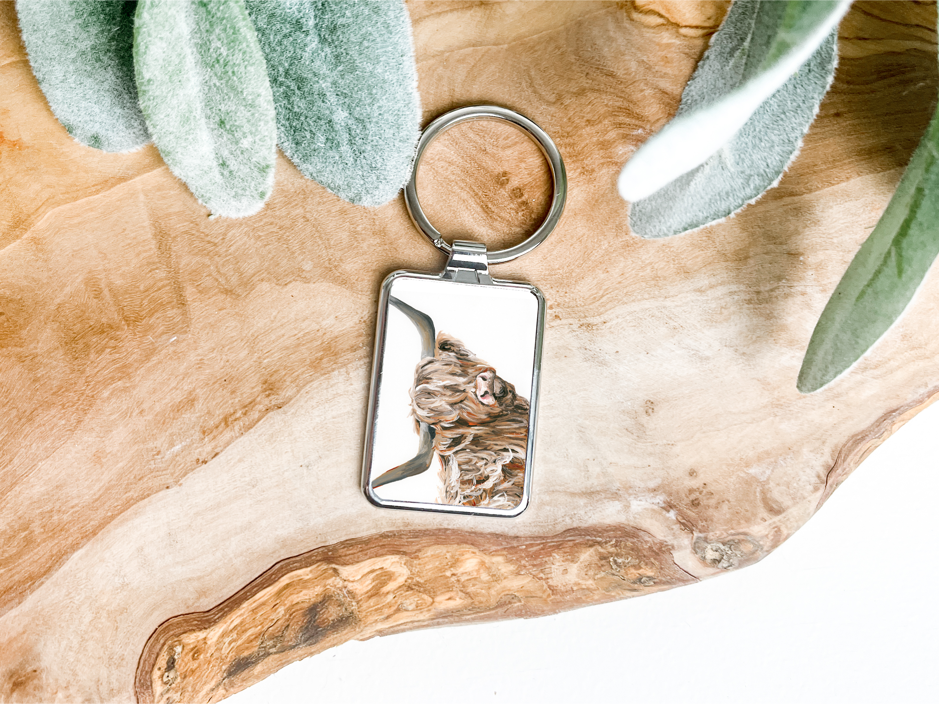 Highland Cow Metal Keyring