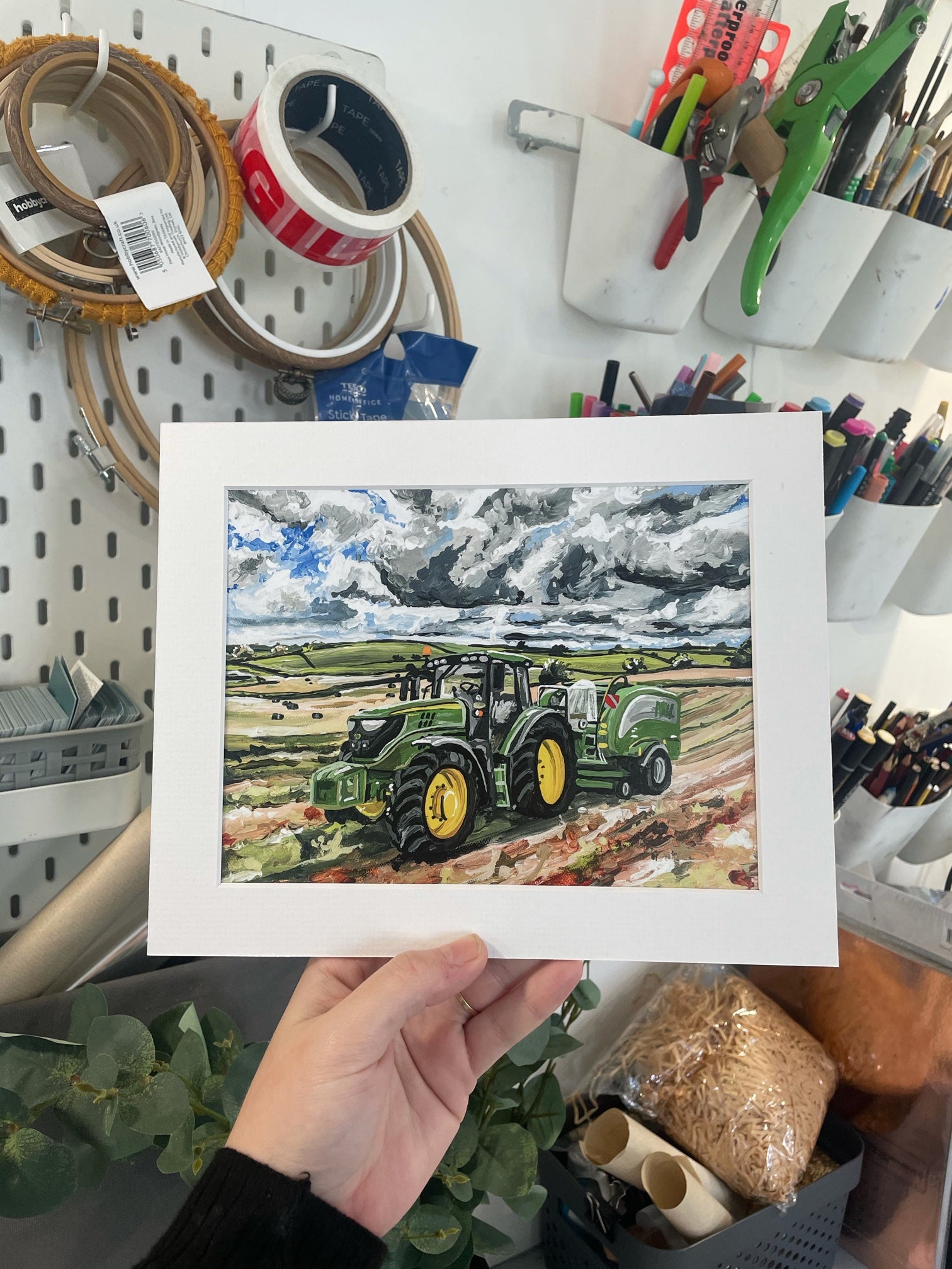 John Deere and Baler Fine Art Print