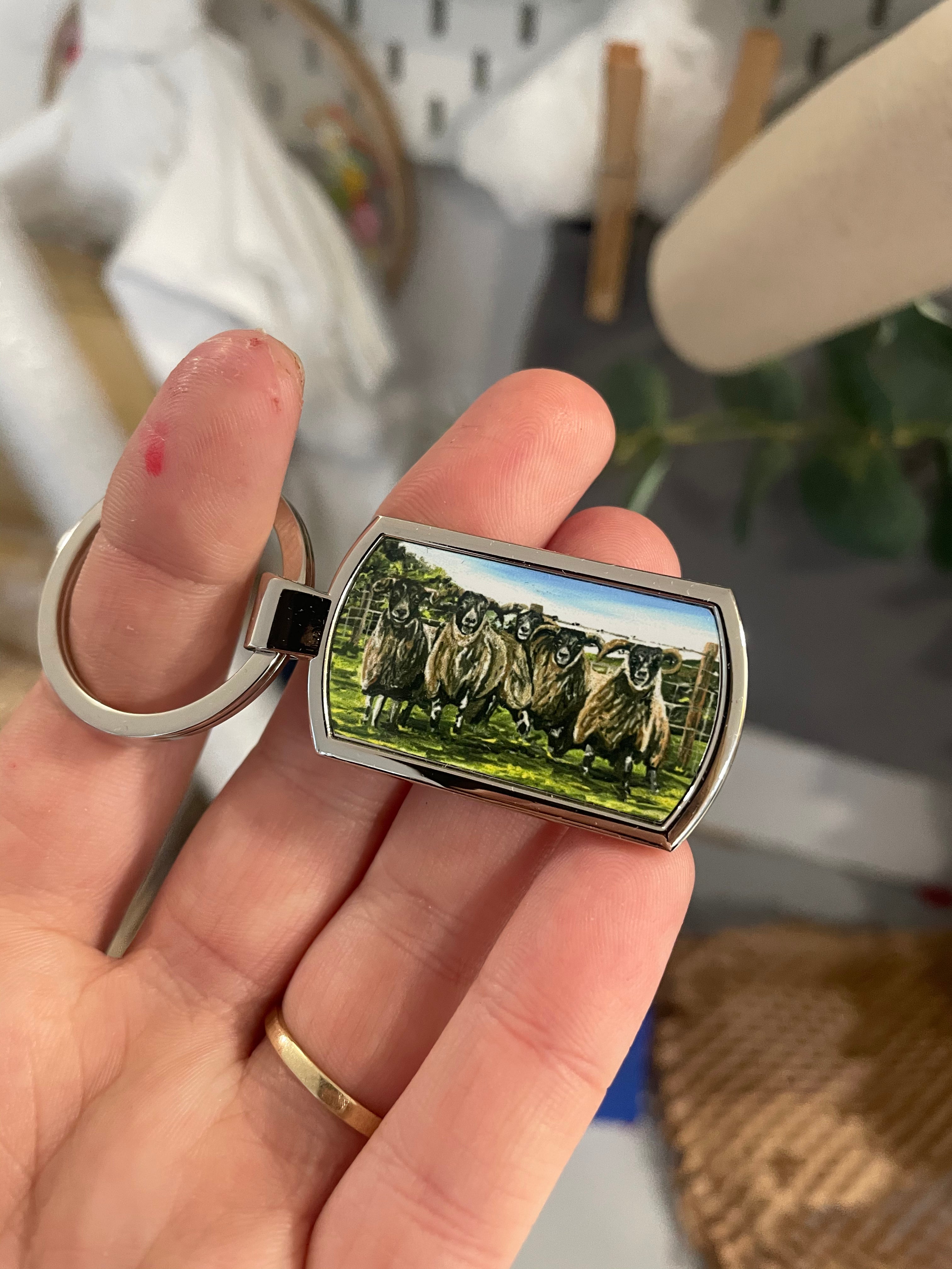 Blackfaced Sheep Metal Keyring