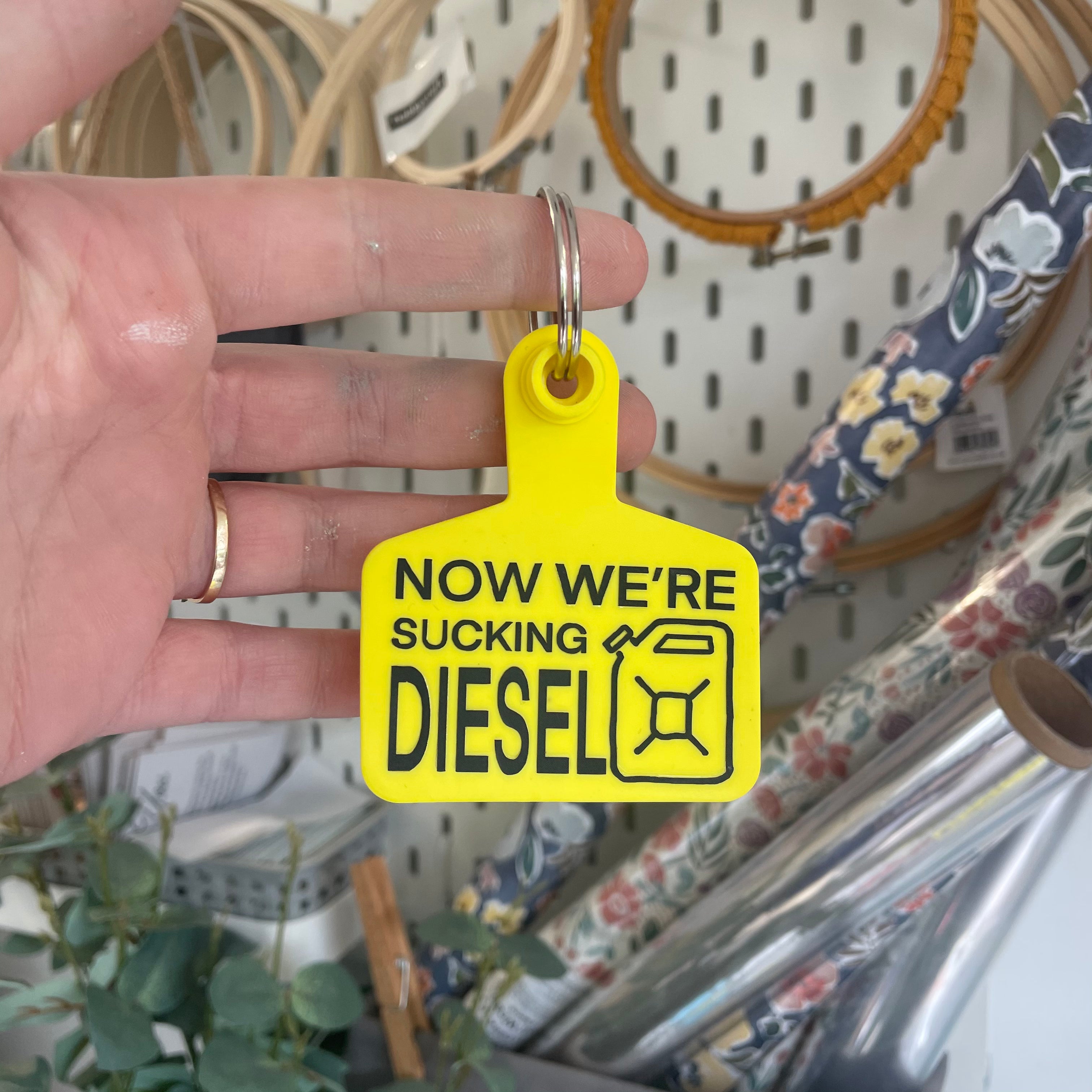 ‘SUCKING DIESEL’ Cow Tag Keyring